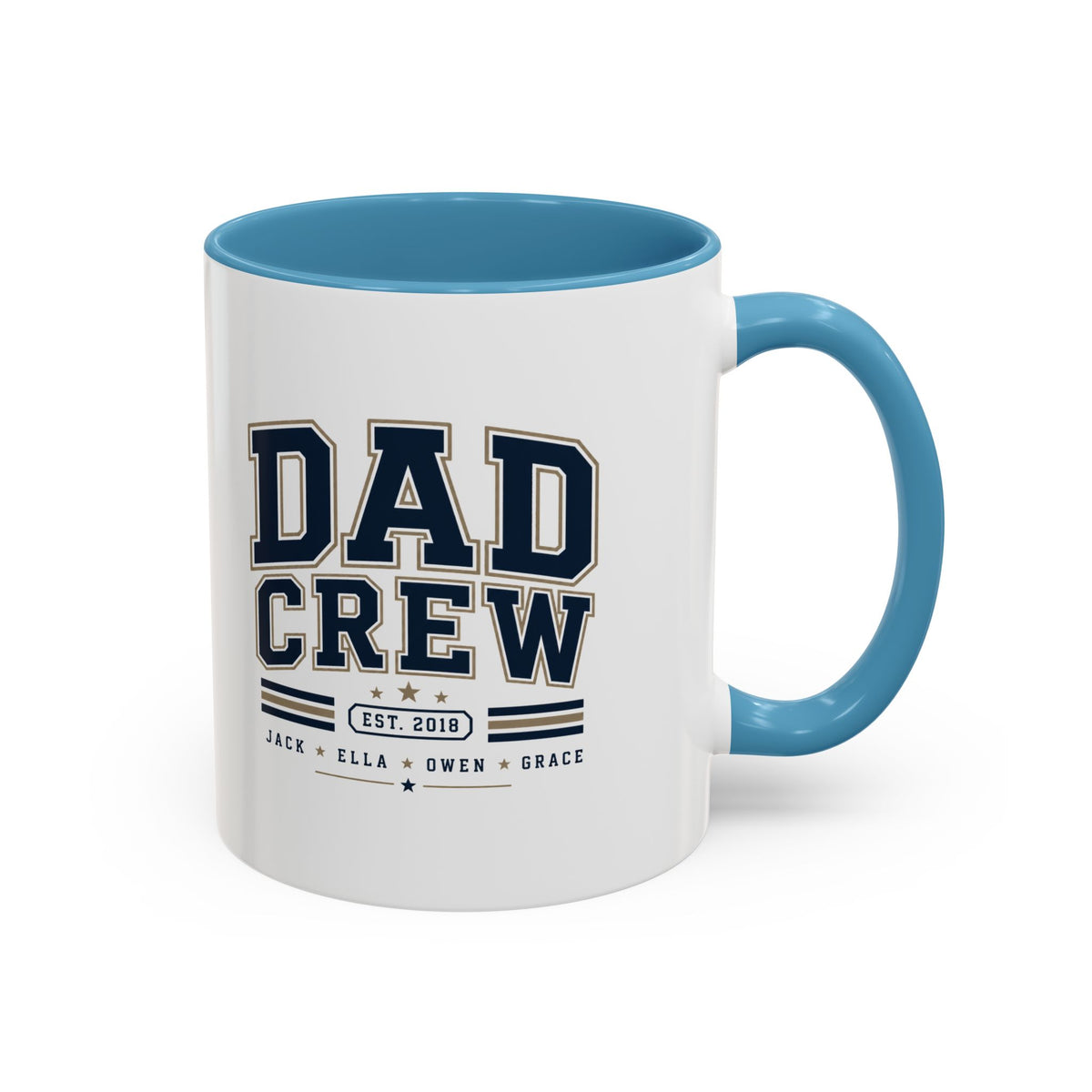 Milo Bailey Dog Dad Mom Dad Crew Accent Coffee Mug — Personalized Family Names, Established Date Coffee Cup