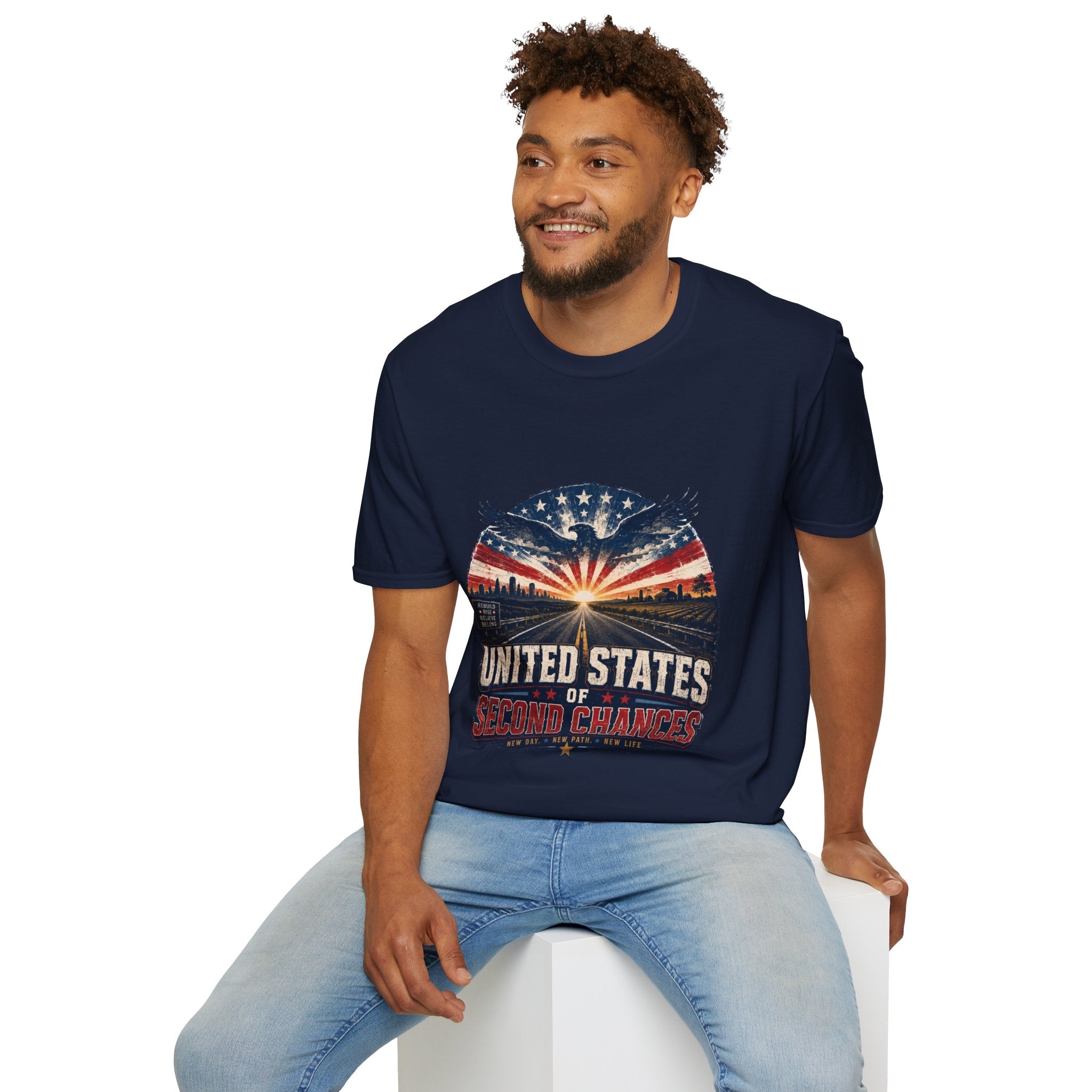 Patriotic Eagle T-Shirt — United States Skyline Vintage Flag Design
