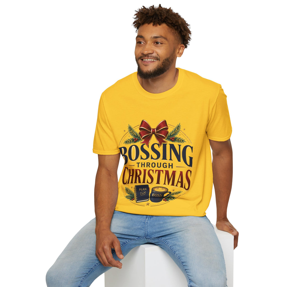 Christmas “Bossing Through Christmas” T‑Shirt — Funny Holiday Boss Gift