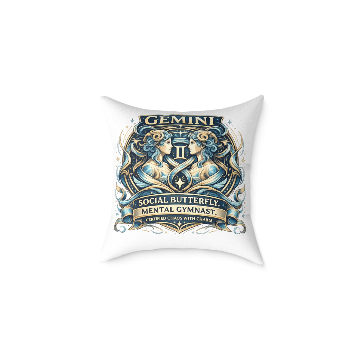 Gemini Zodiac Social Butterfly Square Poly Canvas Pillow
