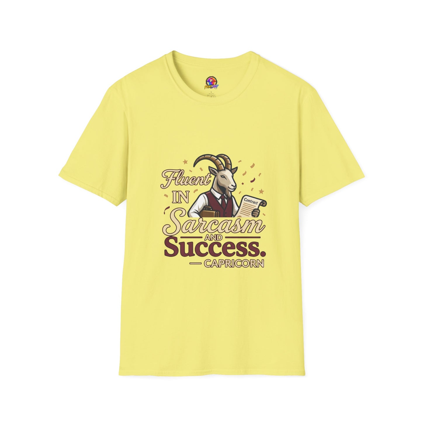 Capricorn Goat Graphic T-Shirt — "Fluent in Sarcasm & Success" Zodiac Tee