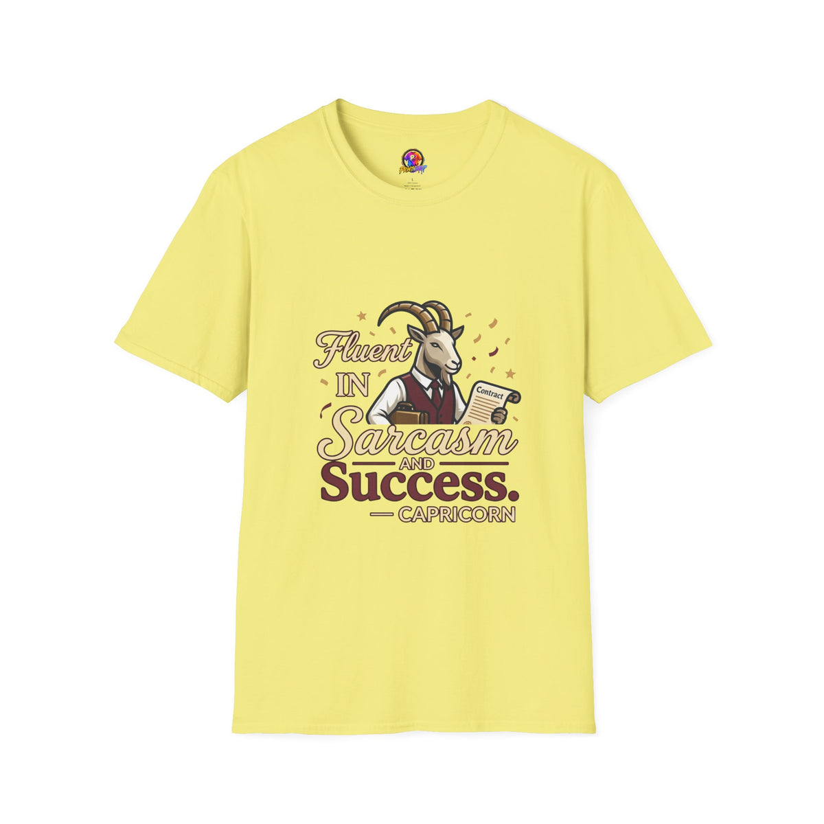 Capricorn Goat Graphic T-Shirt — "Fluent in Sarcasm & Success" Zodiac Tee