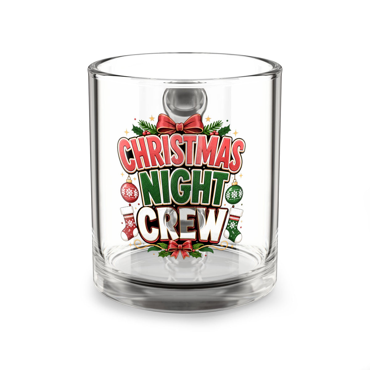 Christmas Glass Mug 10 oz Christmas Night Crew Glass Mug — 10oz Holiday Coffee & Cocoa Cup