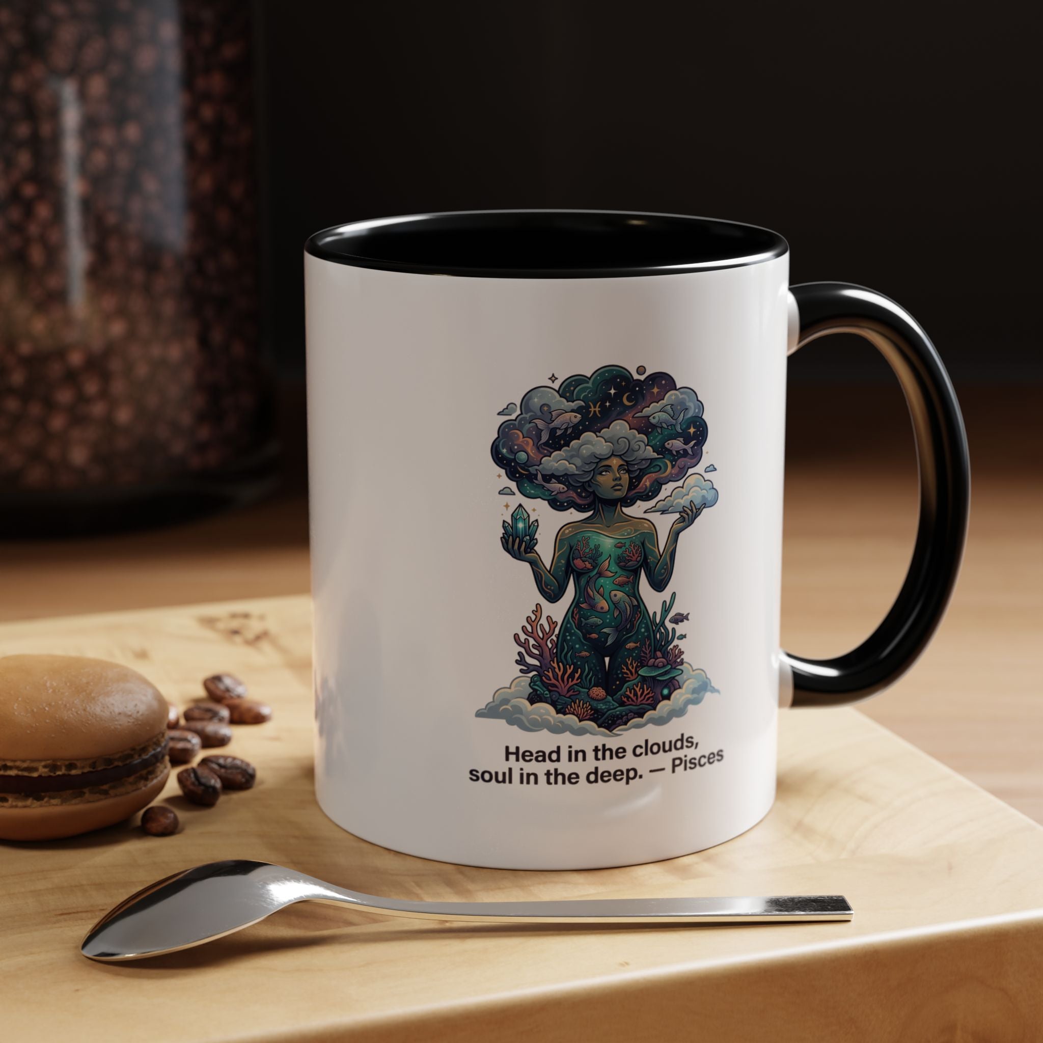 Pisces Coffee Mug — "Head in the clouds, soul in the deep" Accent Mug