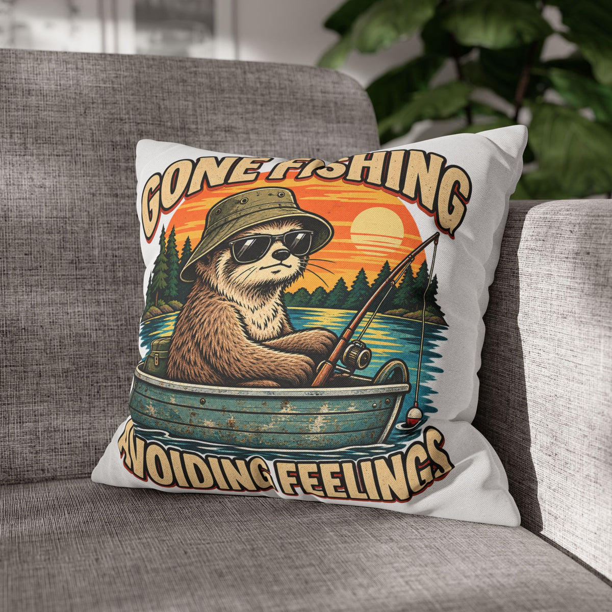 Funny Gone Fishing Avoiding Feelings Decorative Pillowcase