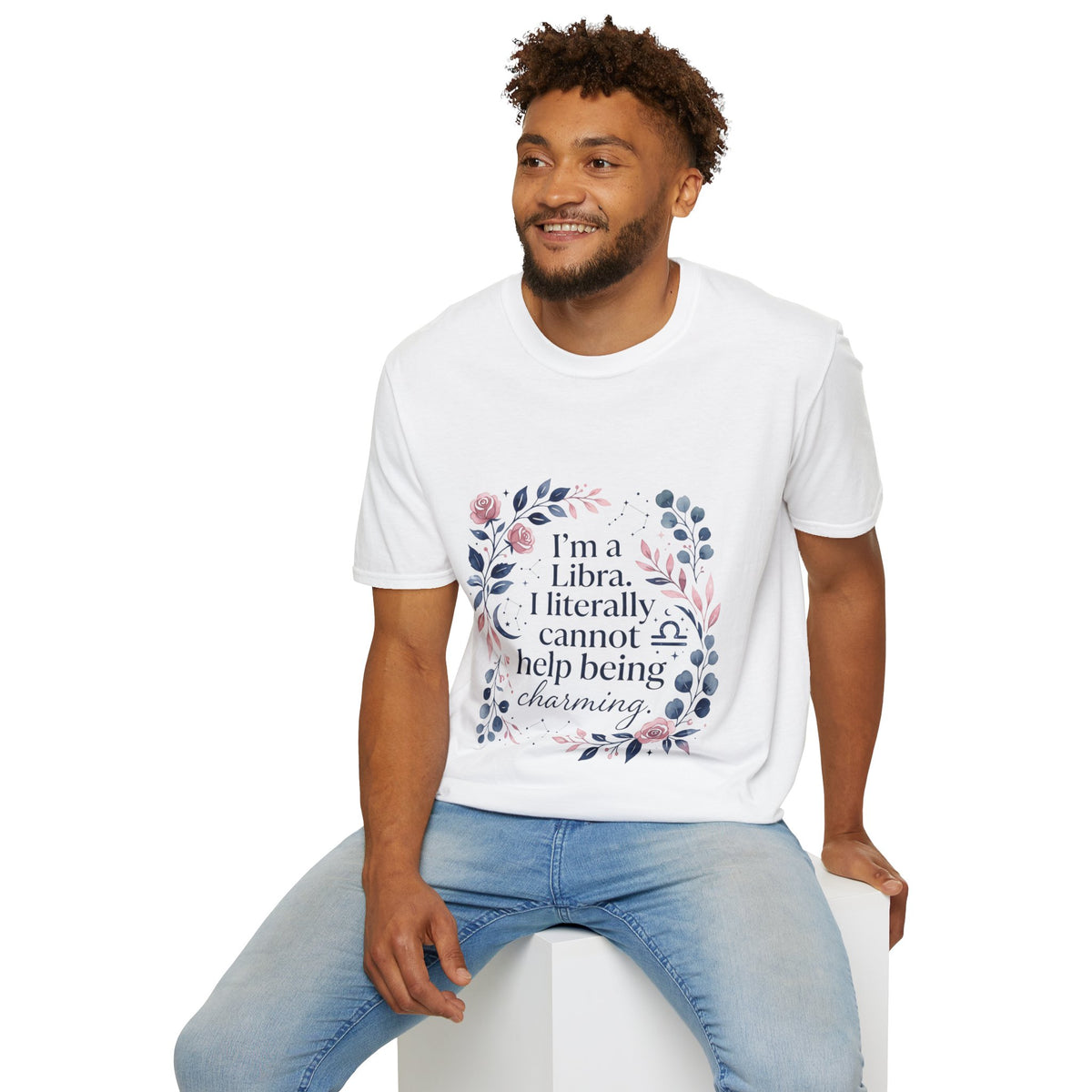 Libra Floral Zodiac T-Shirt — "I'm a Libra, I Literally Cannot Help Being Charming"