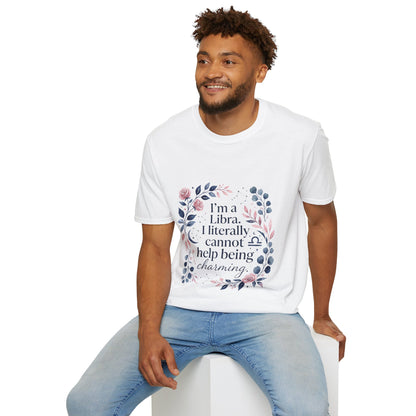 Libra Floral Zodiac T-Shirt — "I'm a Libra, I Literally Cannot Help Being Charming"