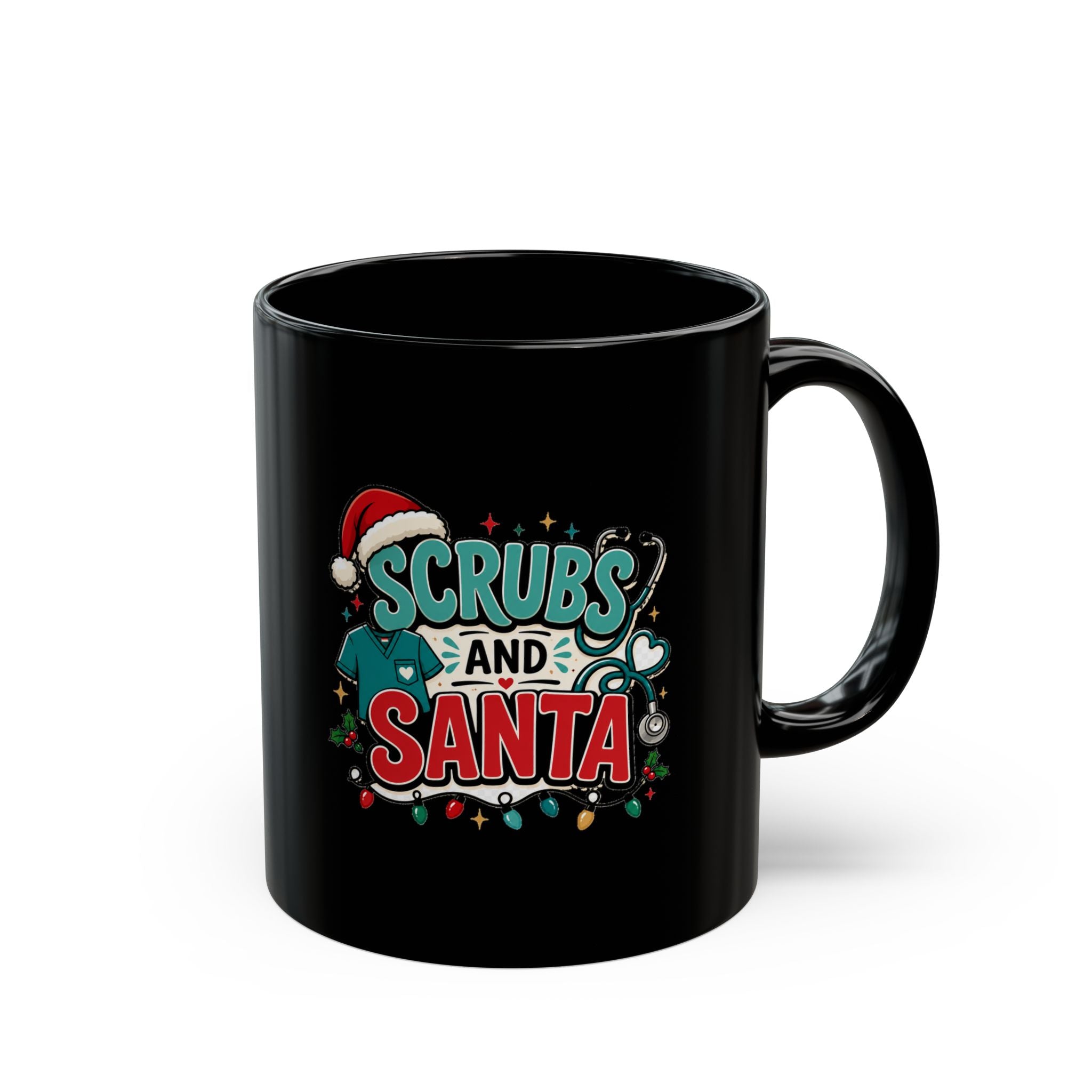 Modern Day Christmas Scrubs and Santa Coffee Mug — Christmas Nurse Holiday Gift