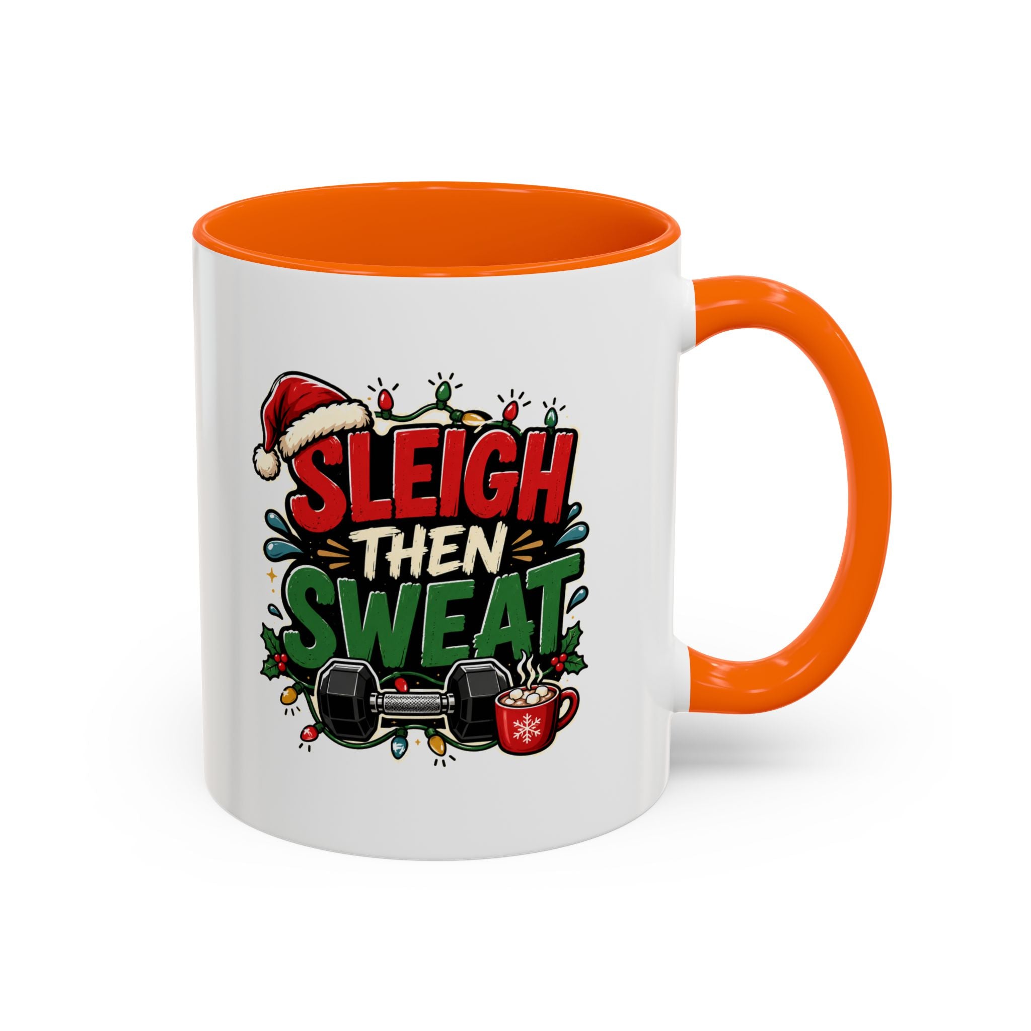 Modern Day Christmas Sleigh Then Sweat Coffee Mug — Festive Gym Motivational Holiday Gift