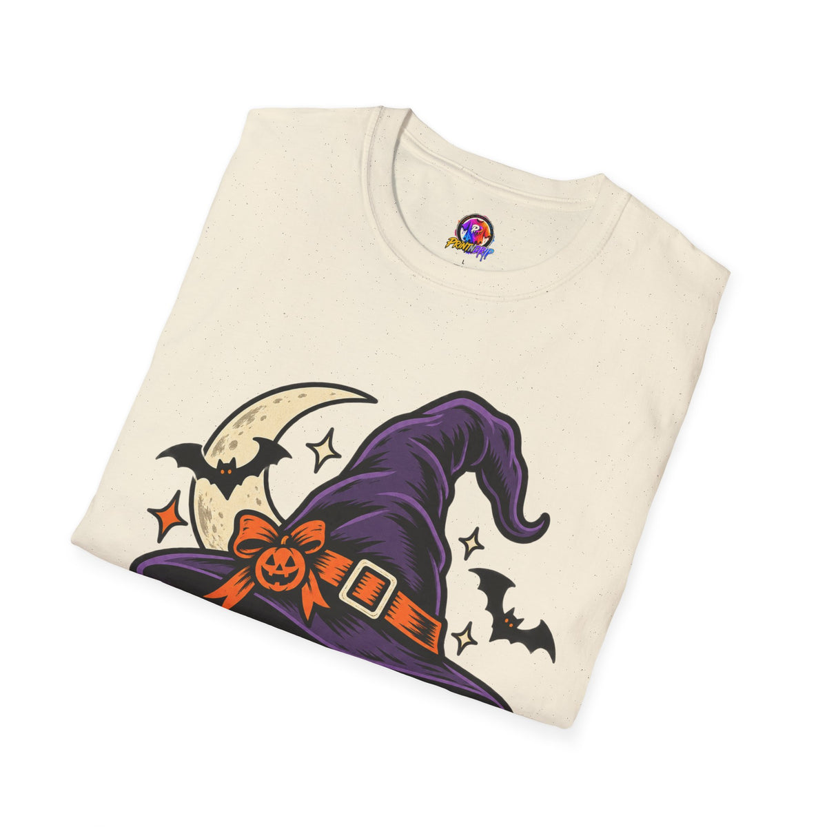 Midnight Mischief Halloween T-Shirt — Witch Hat & Bats Graphic
