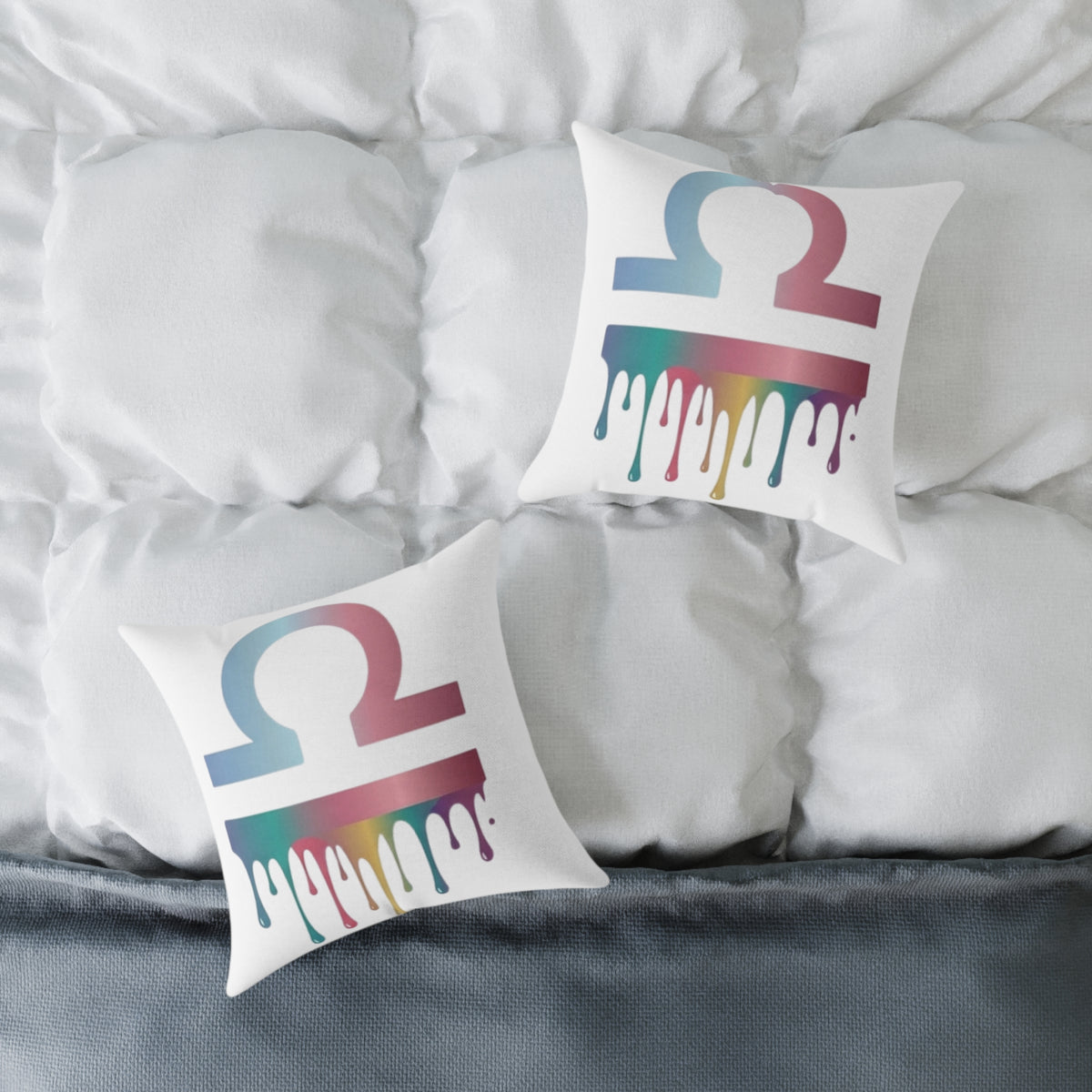 Libra Zodiac Dripping Astrological Square Poly Canvas Pillow