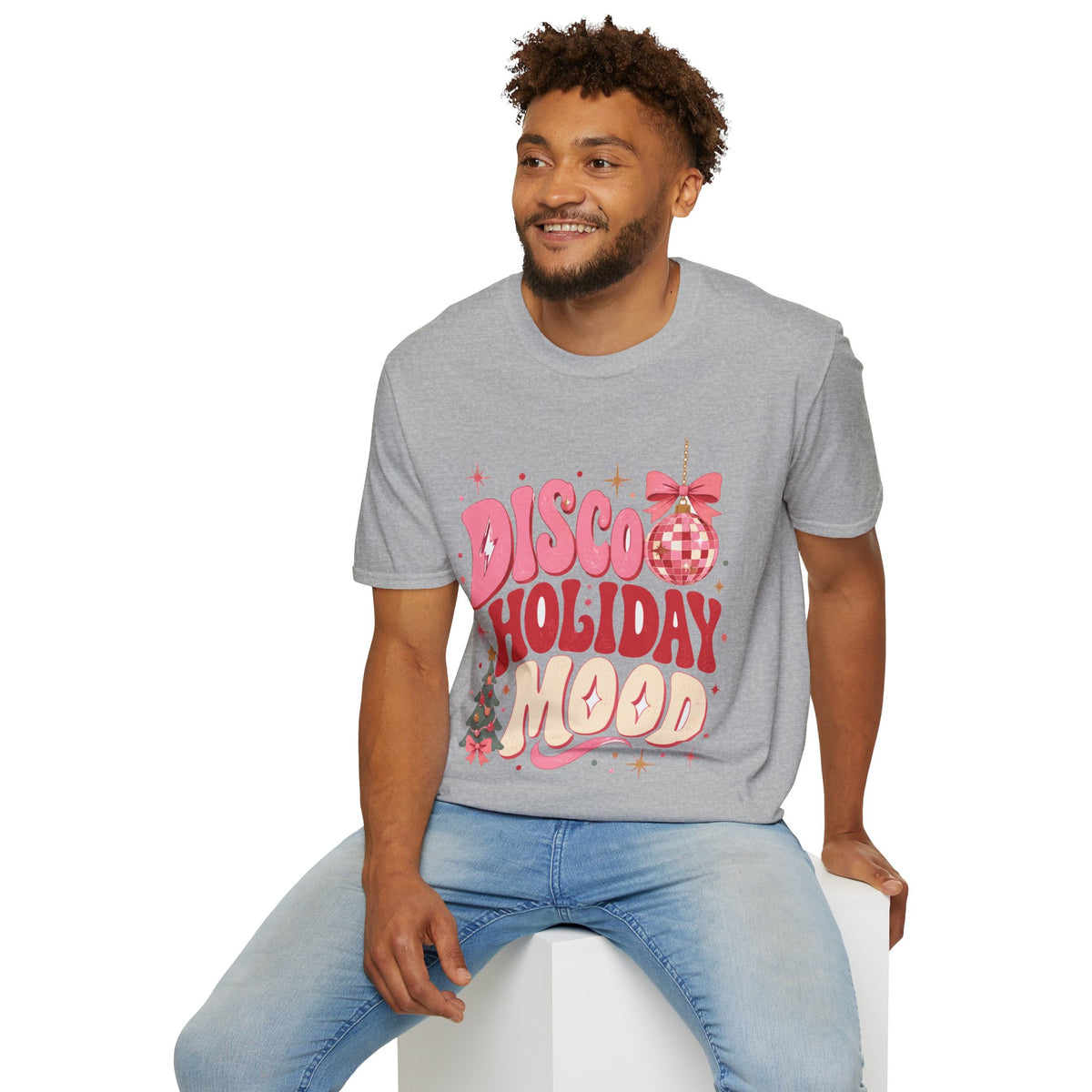 Disco Holiday T-Shirt — Retro Pink Disco Ball Christmas Tee