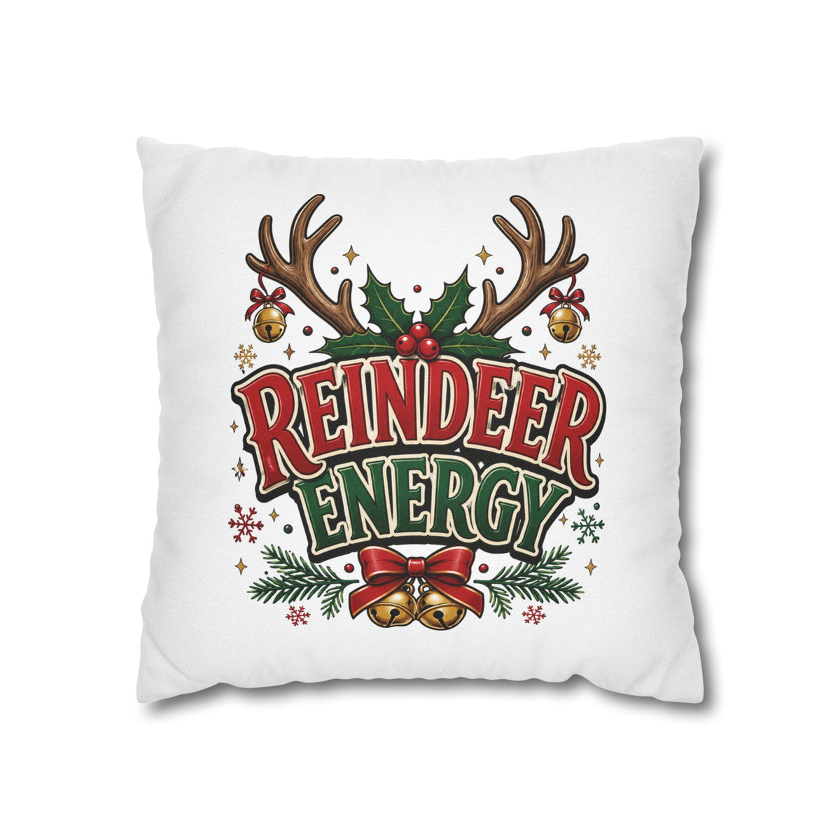 Christmas Reindeer Energy Holiday Pillowcase — Festive Christmas Decorative Throw Cover
