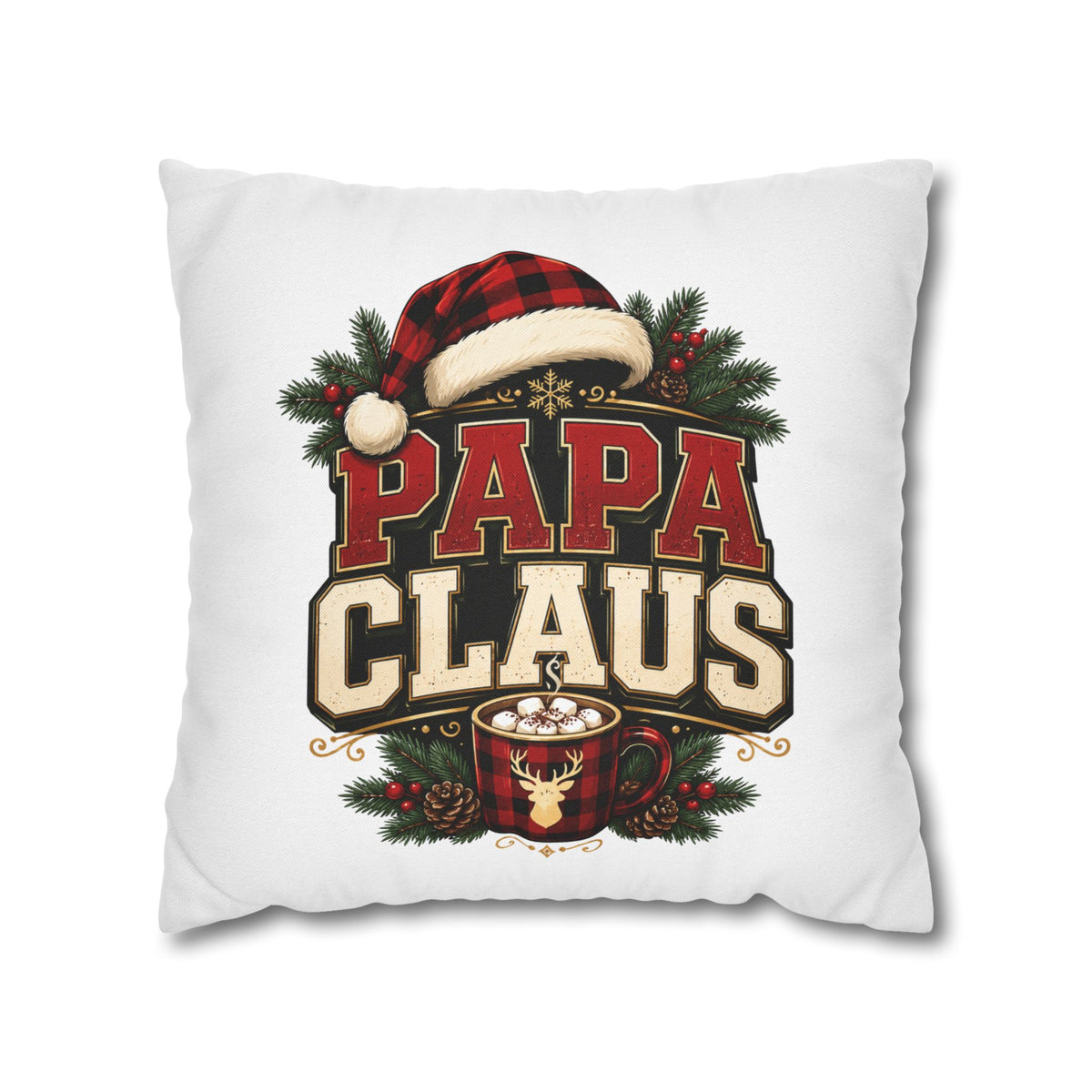 Christmas Papa Claus Holiday Pillowcase — Festive Christmas Cushion Cover for Dad