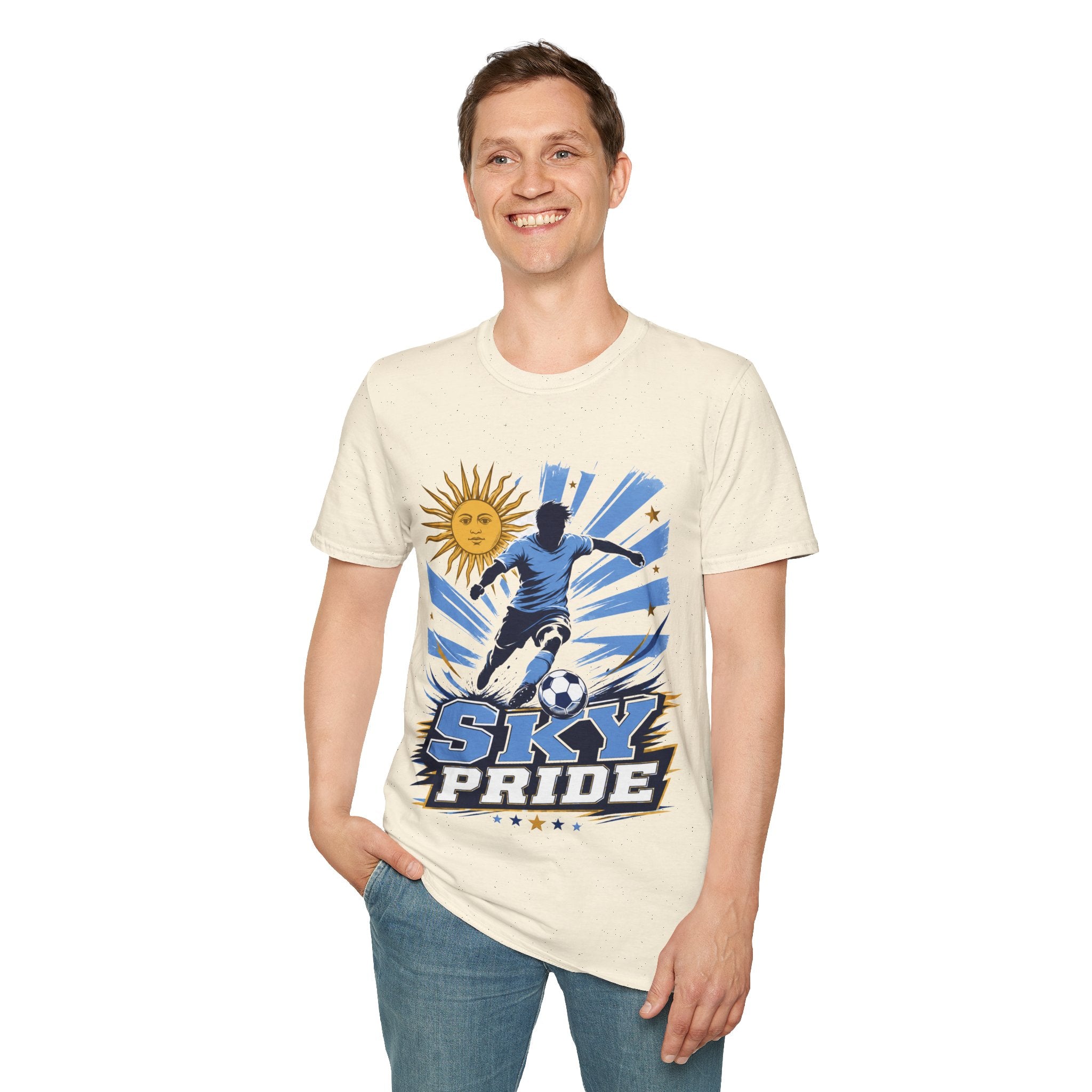 Uruguay Soccer Sky Pride T-Shirt — Argentina Sun Football Graphic Tee