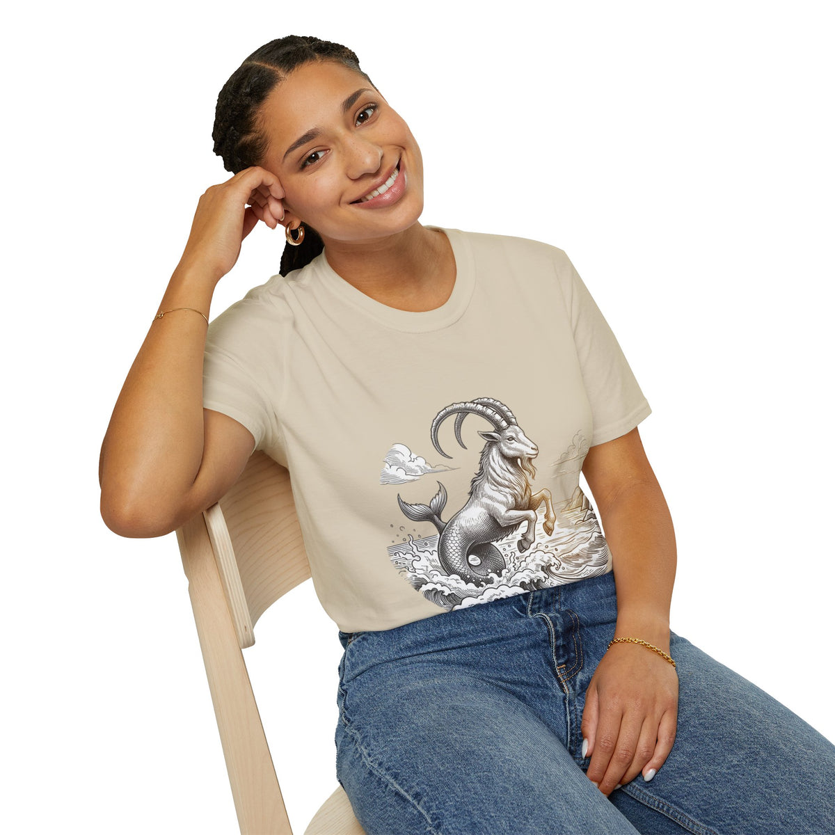Capricorn Goat-Mermaid T-Shirt — Mythical Sea Goat Zodiac Tee
