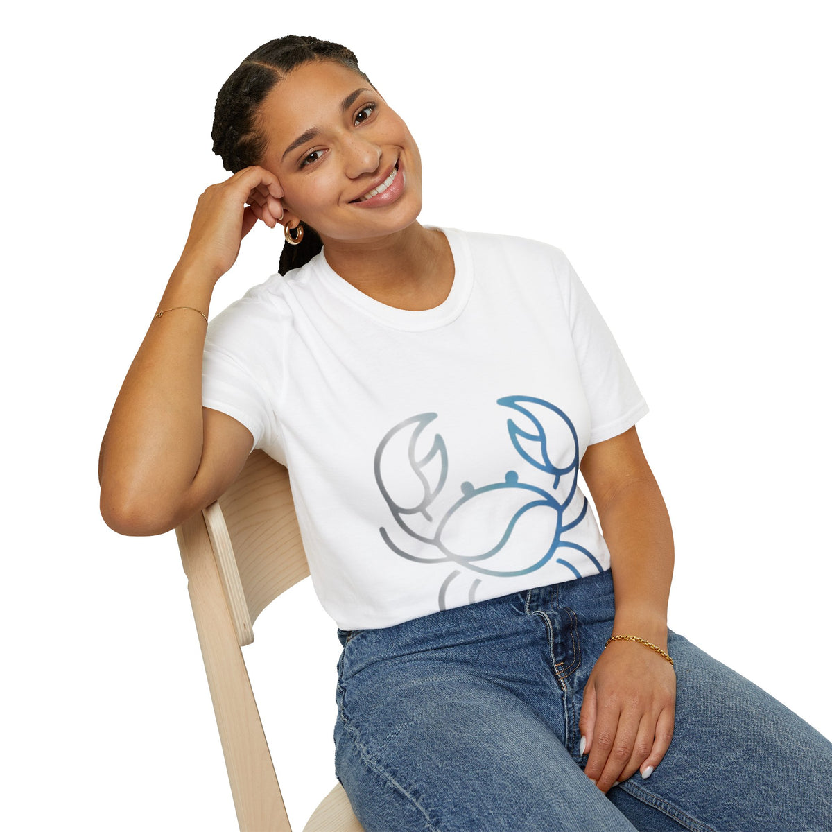 Crab Graphic T-Shirt — Coastal Blue Minimalist Beach Tee