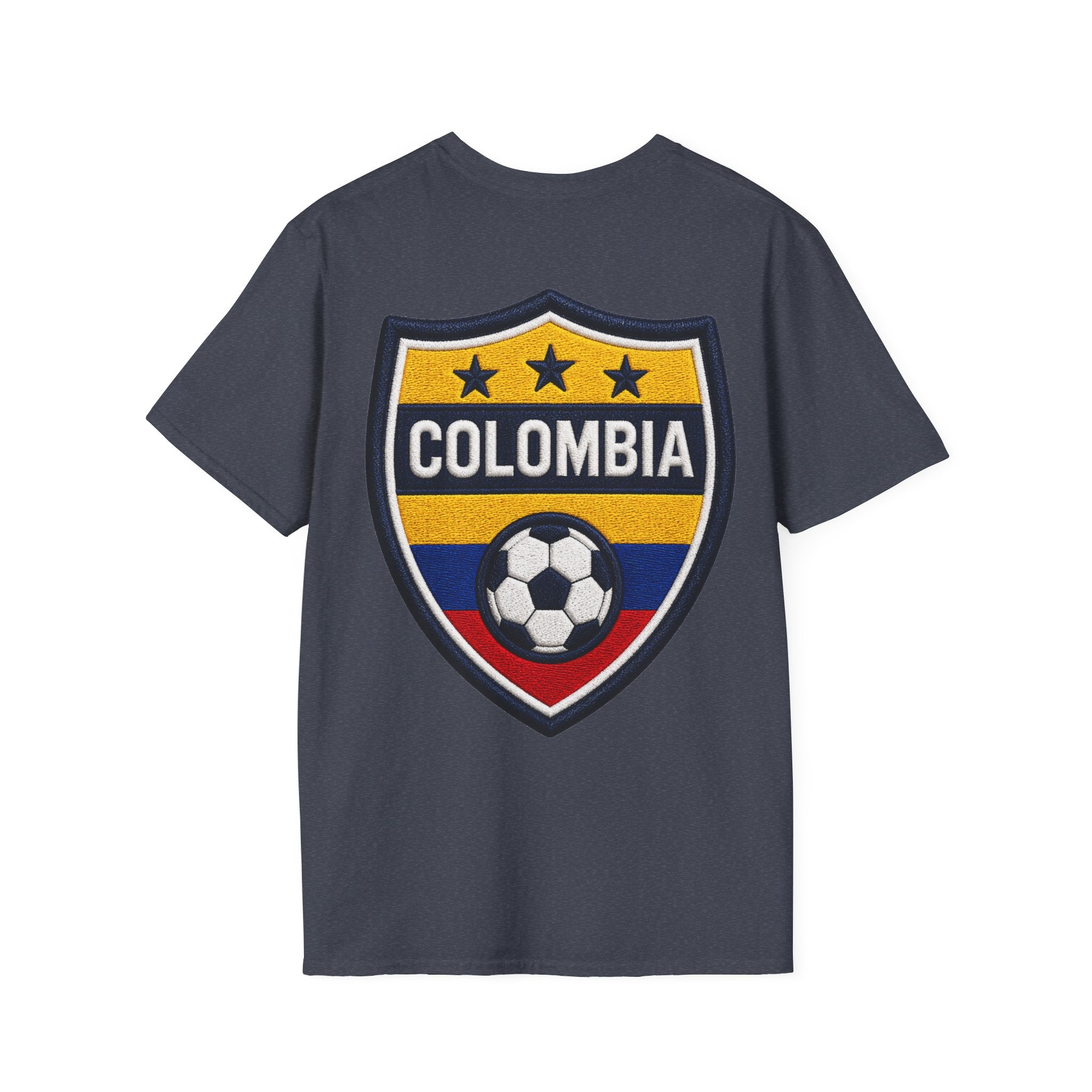 Columbia Soccer Player Graphic T-Shirt — "Golden Rhythm" Vibrant Beach Soccer Tee