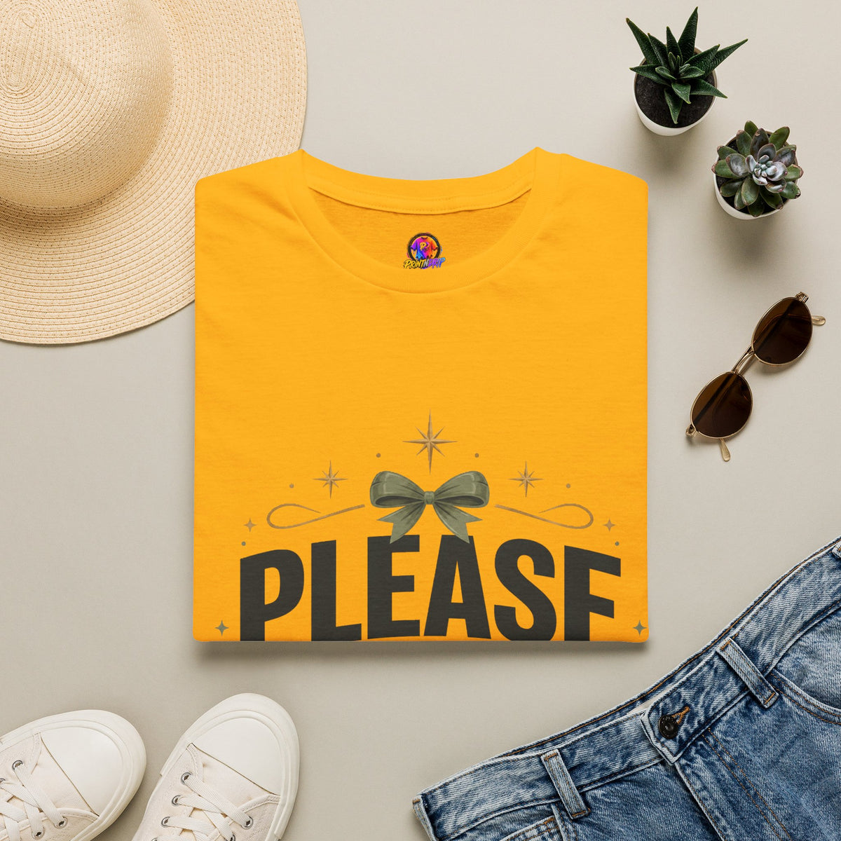 T-Shirt — Please Don’t Post Me Graphic Tee (Cute Bow, Social Media Humor)