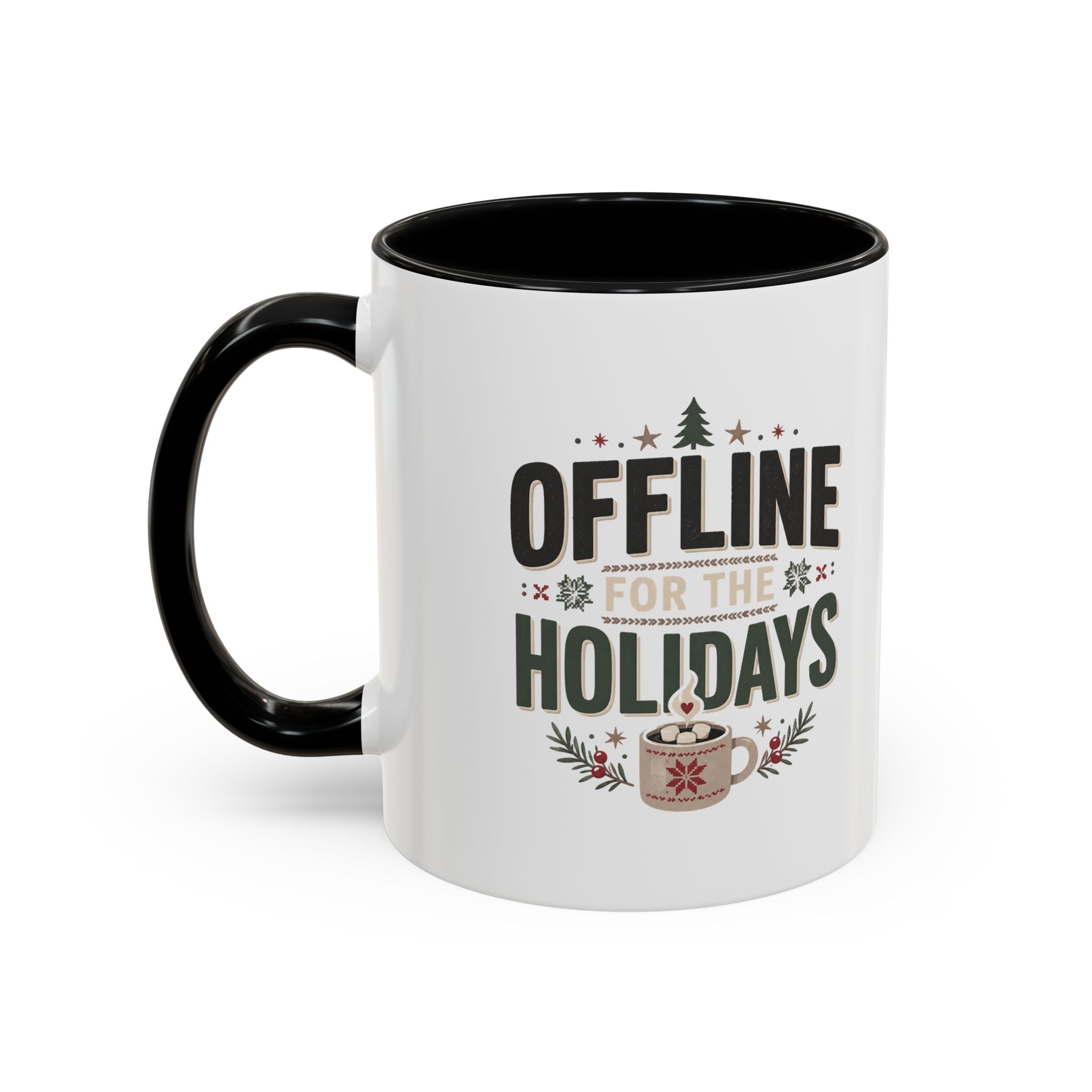 Christmas Holiday Coffee Mug — “Offline for the Holidays” Accent Ceramic Mug