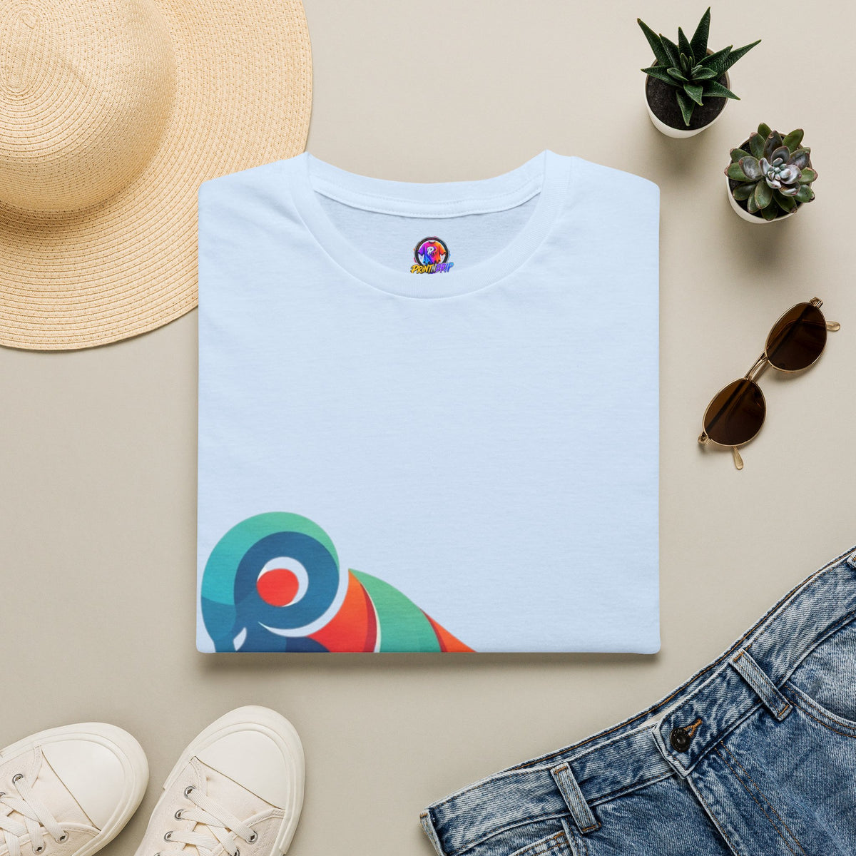 Ram Graphic T-Shirt — Colorful Geometric Sheep/Goat Art