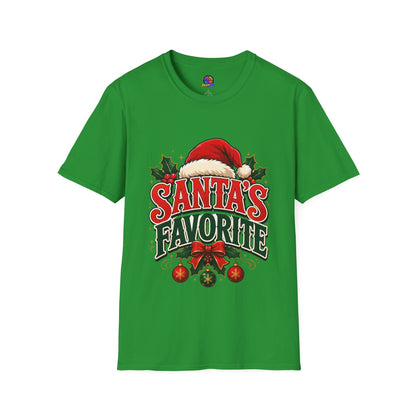 Santa's Favorite T-Shirt — Festive Christmas Tee with Santa Hat & Holly