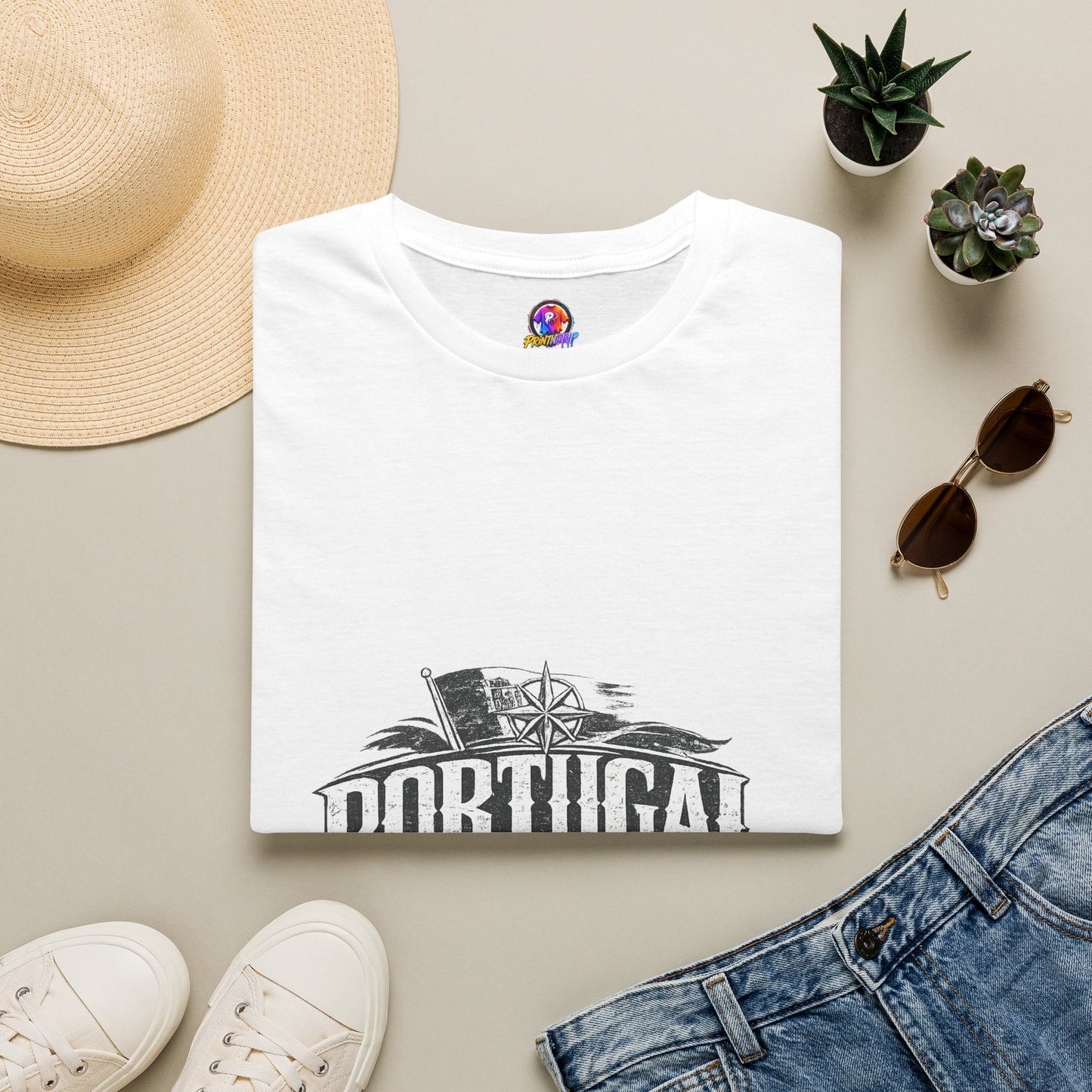 Portugal Vintage Compass T-Shirt — Nautical Travel Souvenir
