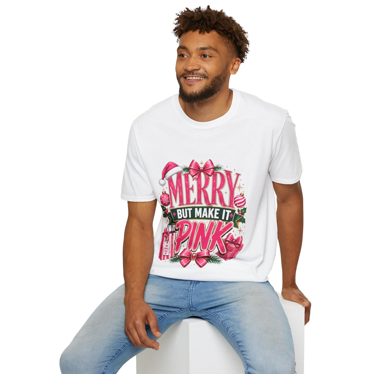 Christmas T-Shirt — "Merry But Make It Pink" Holiday Tee