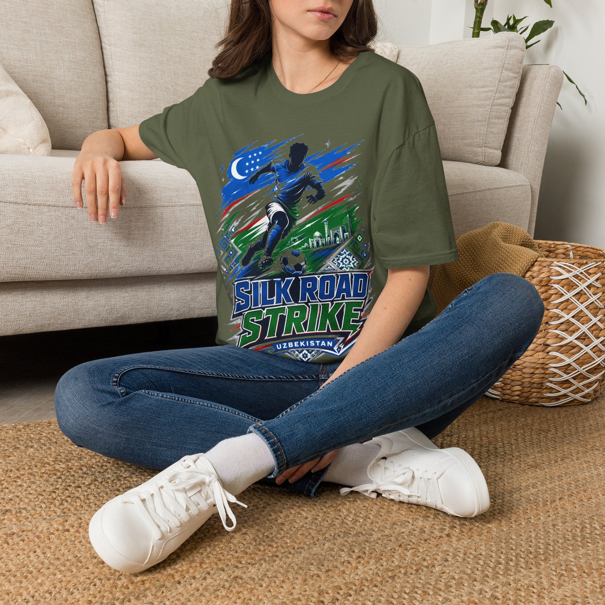 Silk Road Strike Soccer T-Shirt — Uzbekistan Football Graphic Tee
