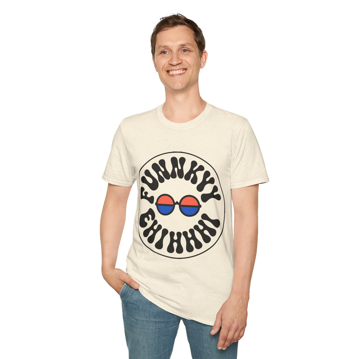 Funky Circle Graphic T-Shirt — Retro Smiley Sunglasses Tee - Trending Now - August 2026