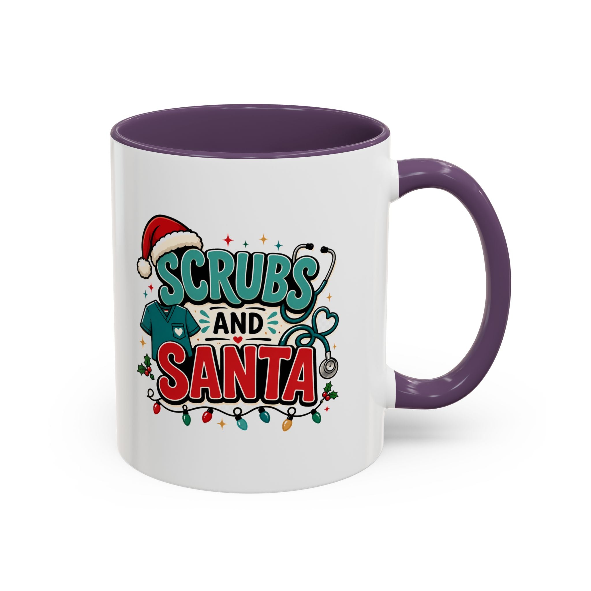 Modern Day Christmas Scrubs and Santa Coffee Mug — Funny Christmas Nurse Gift