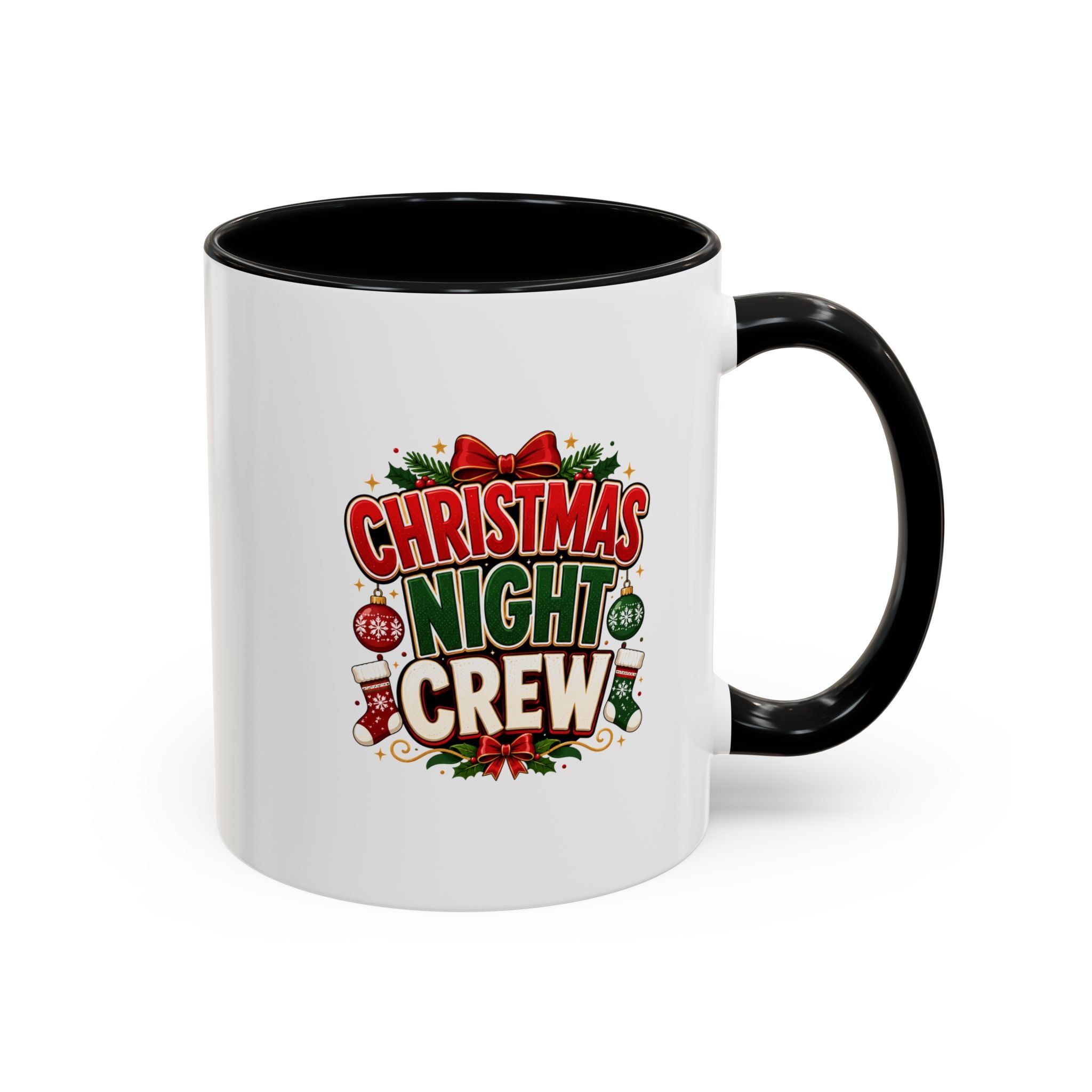 Christmas Night Crew Accent Coffee Mug – Festive Holiday Coffee Cup