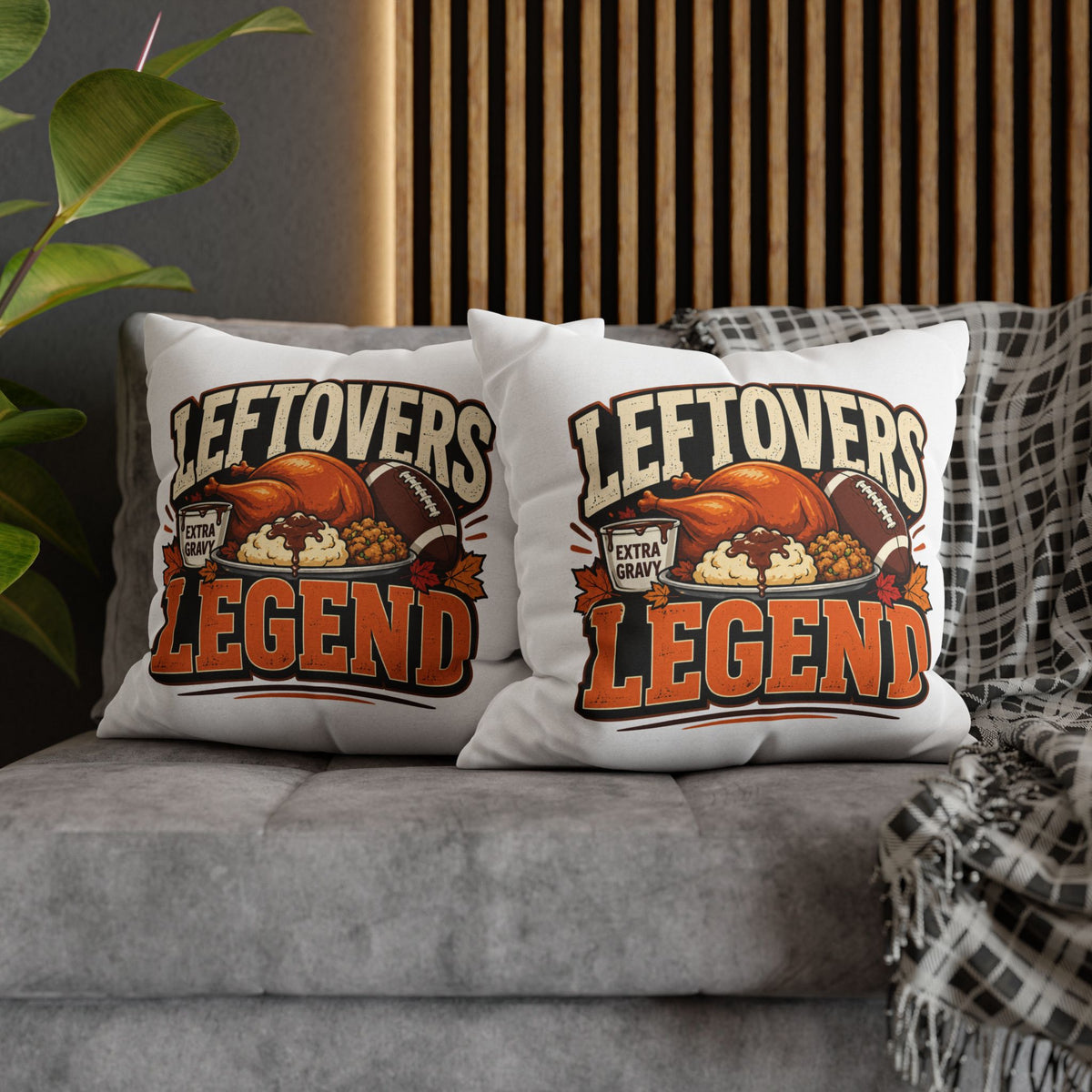 Thanksgiving Leftovers Legend Pillow — Thanksgiving Football Turkey Throw Pillowcase