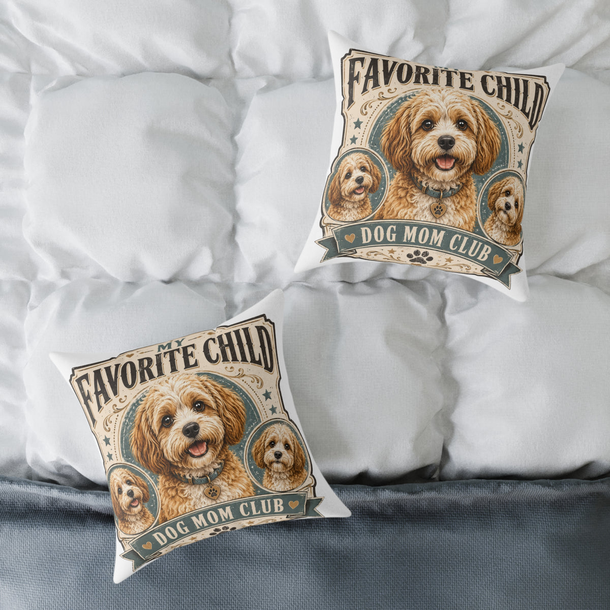 Favorite Child Dog Mom Club Pillow  Milo Bailey Dog Dad Mom — Cute Dog Mom Decorative Throw Pillow
