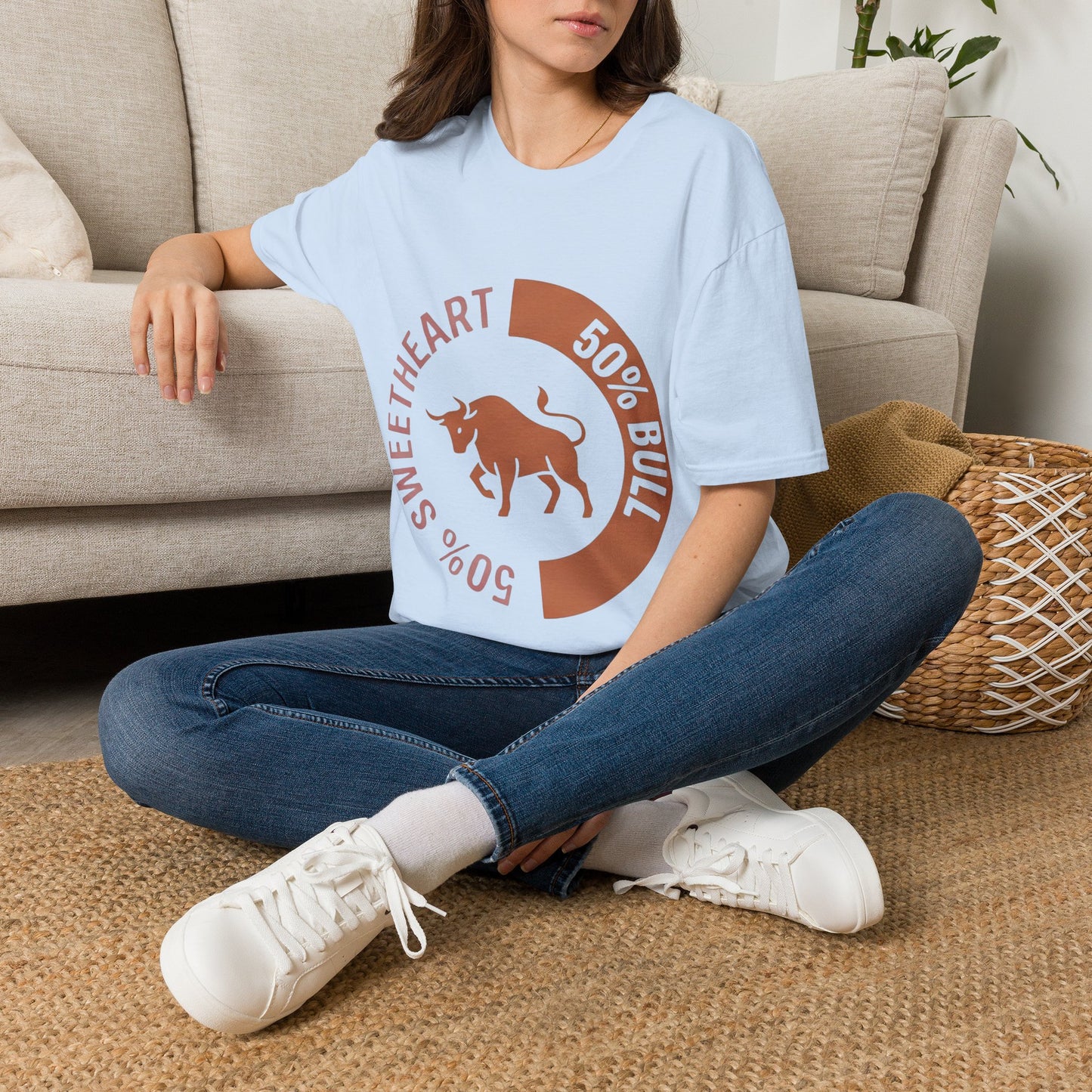 Bull Percentage Graphic T-Shirt — "50% Bull, 50% Sweetheart" Casual Tee
