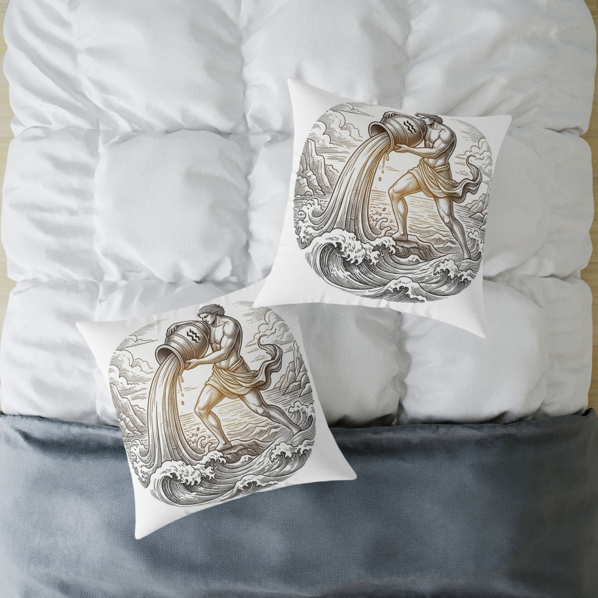 Aquarius Zodiac Pillow — Water-Bearer Astrology Throw Pillow
