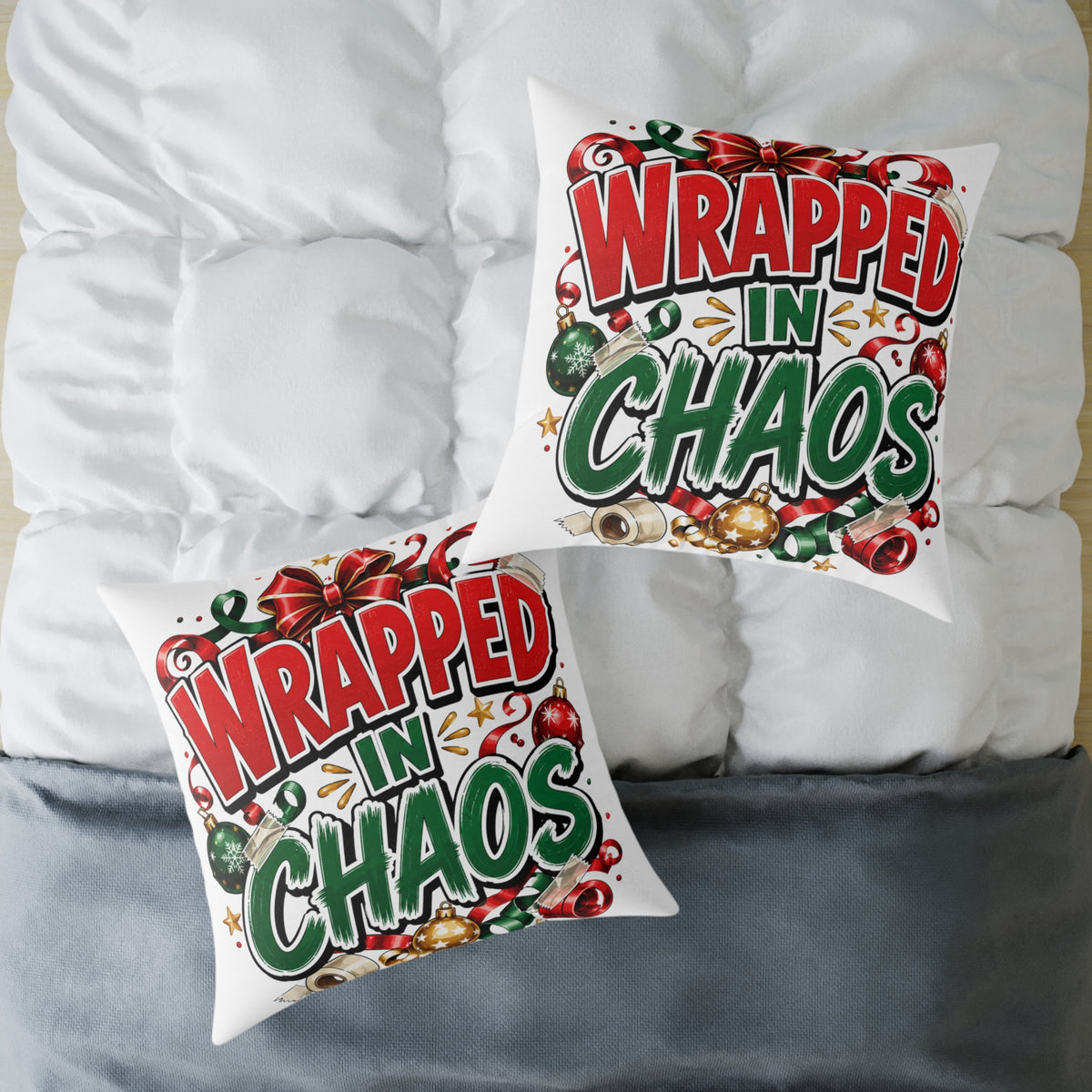 Christmas Wrapped in Chaos Holiday Throw Pillow
