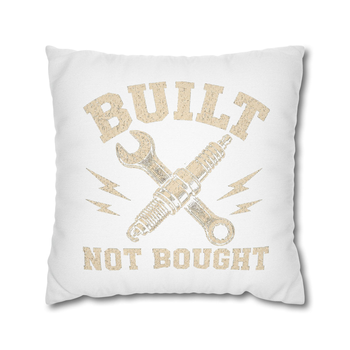 Built Not Bought Decorative Pillowcase Milo Bailey Dog Dad Mom — Rustic Mechanic Tool Accent