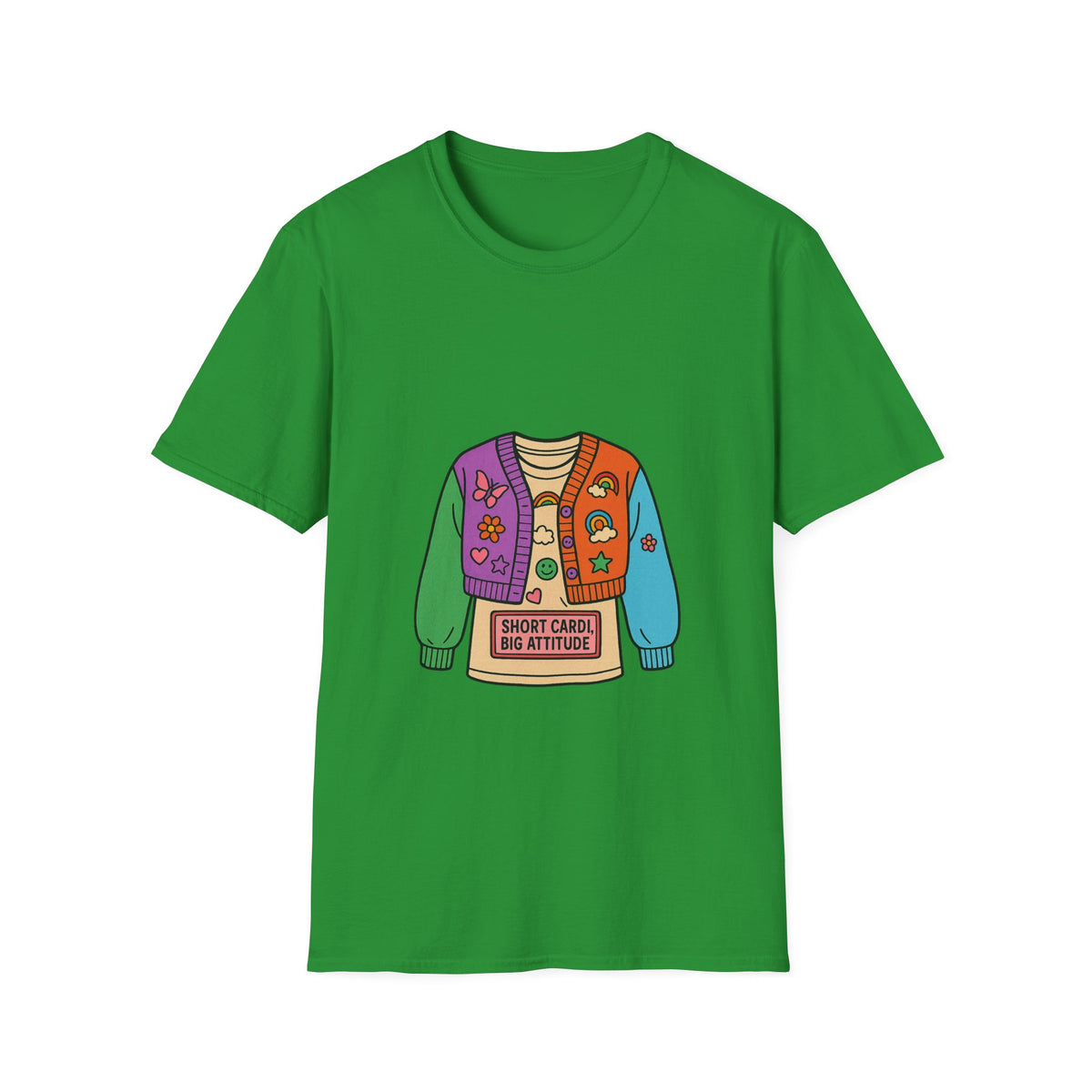 Colorful Patchwork Sweater Illustration T-Shirt - Trending Now - October 2026
