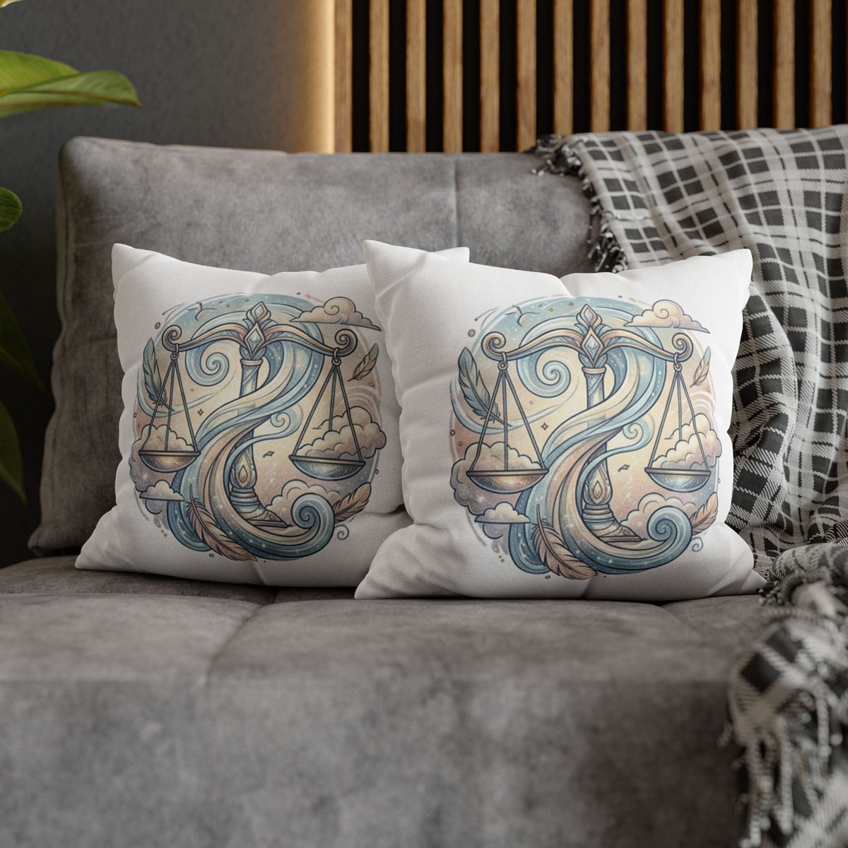 Libra Zodiac Throw Pillow pillowcase — Scales Astrology Decorative Pillowcase