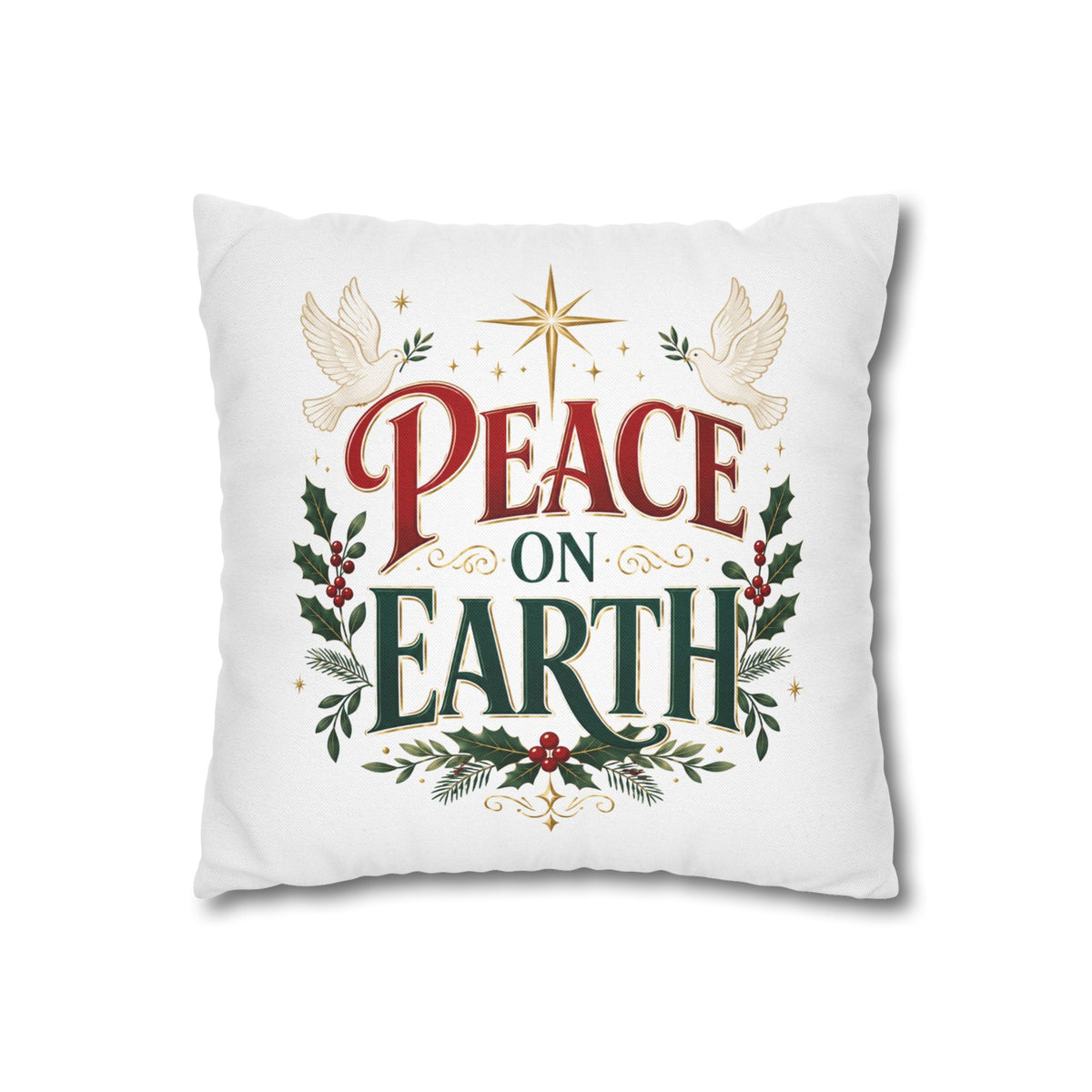 Christmas Peace on Earth Holiday Pillowcase — Christmas Decorative Throw Pillow Cover