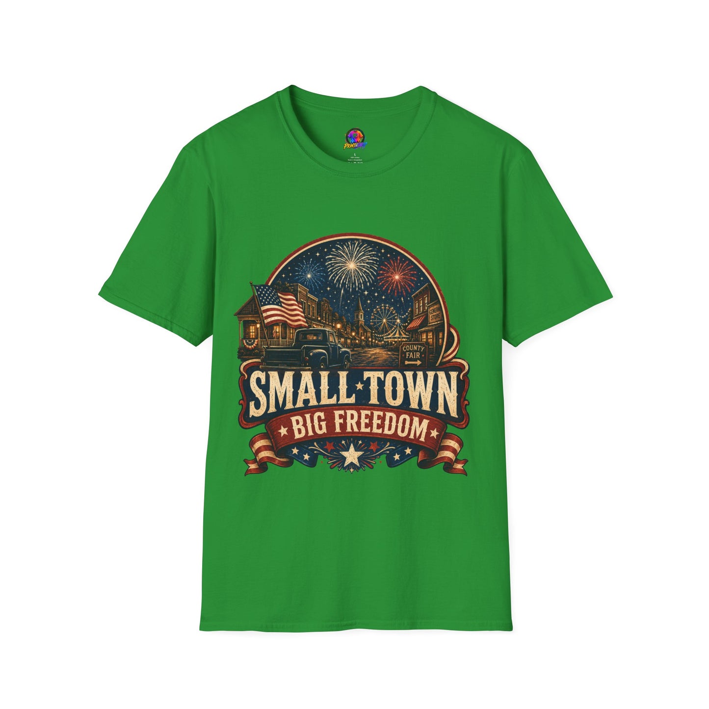 Small Town Big Freedom T-Shirt — Patriotic 4th of July Fireworks Tee
