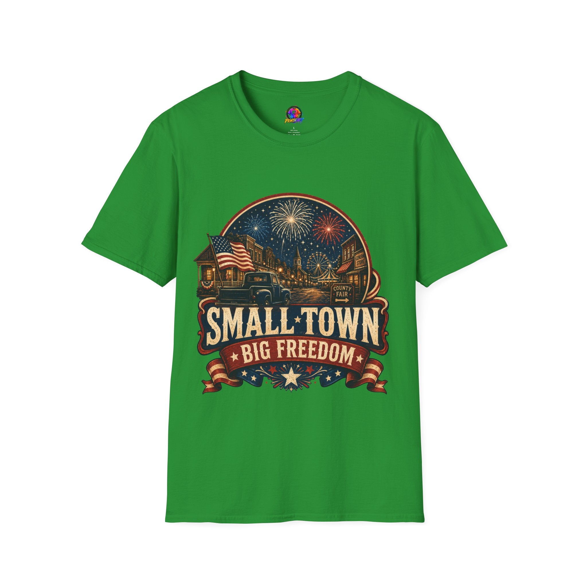 Small Town Big Freedom T-Shirt — Patriotic 4th of July Fireworks Tee