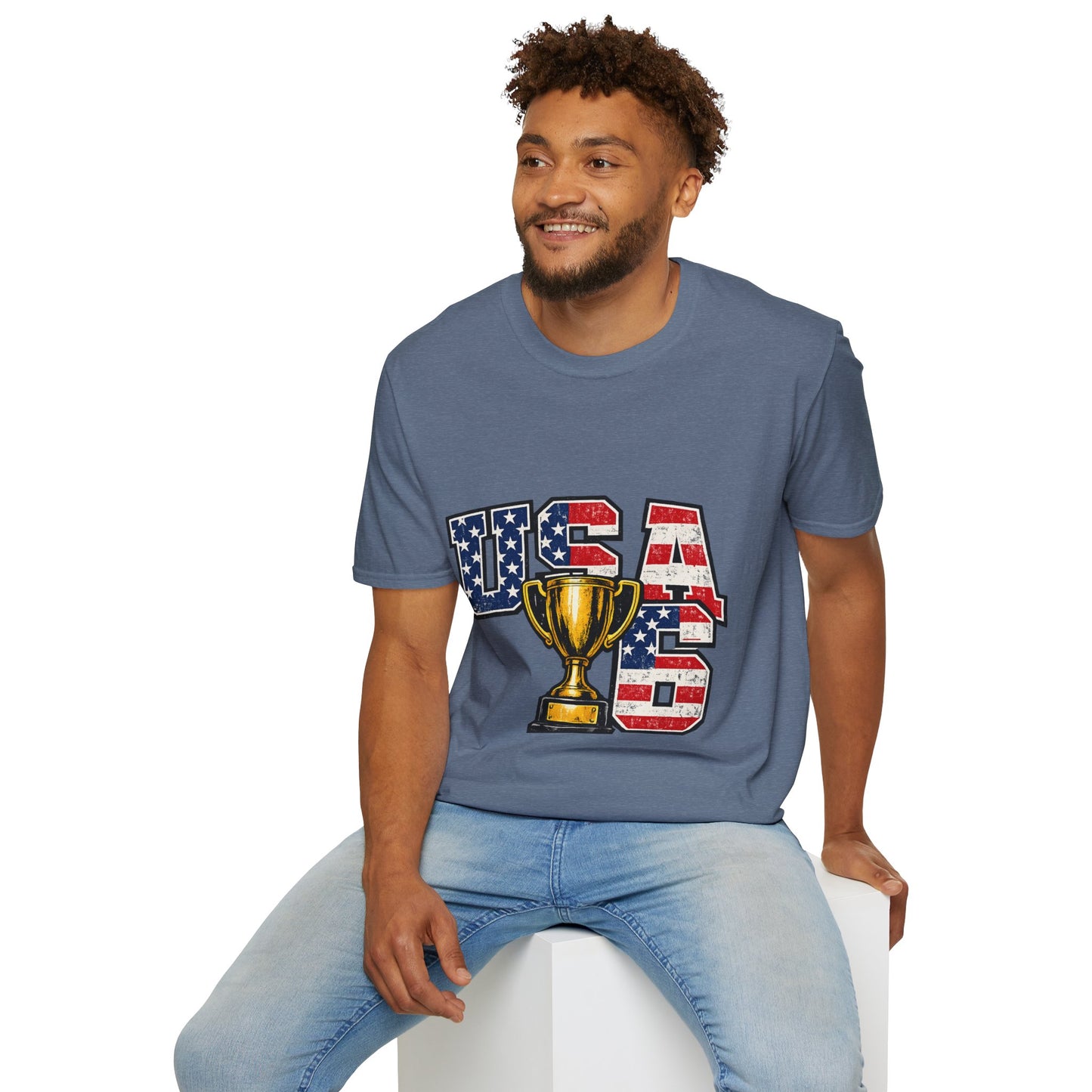 USA Trophy T-Shirt — Patriotic American Flag Graphic Tee