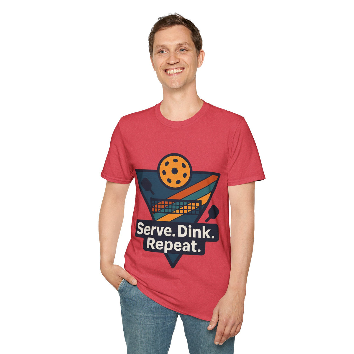 Pickleball T-Shirt — Retro Paddle & Ball Design with “Serve. Dink. Repeat.” Slogan - Trending Now - August 2026