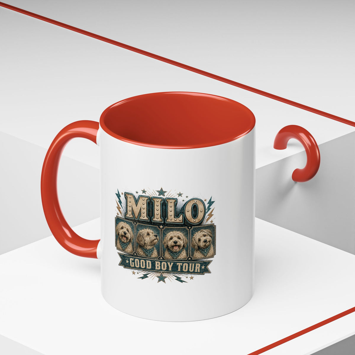 Milo Bailey Dog Dad Mom Milo 'Good Boy Tour' Accent Coffee Mug — Personalized Dog Lover Gift