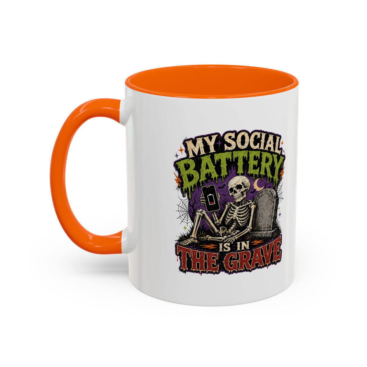Halloween  My Social Battery Accent Coffee Mug