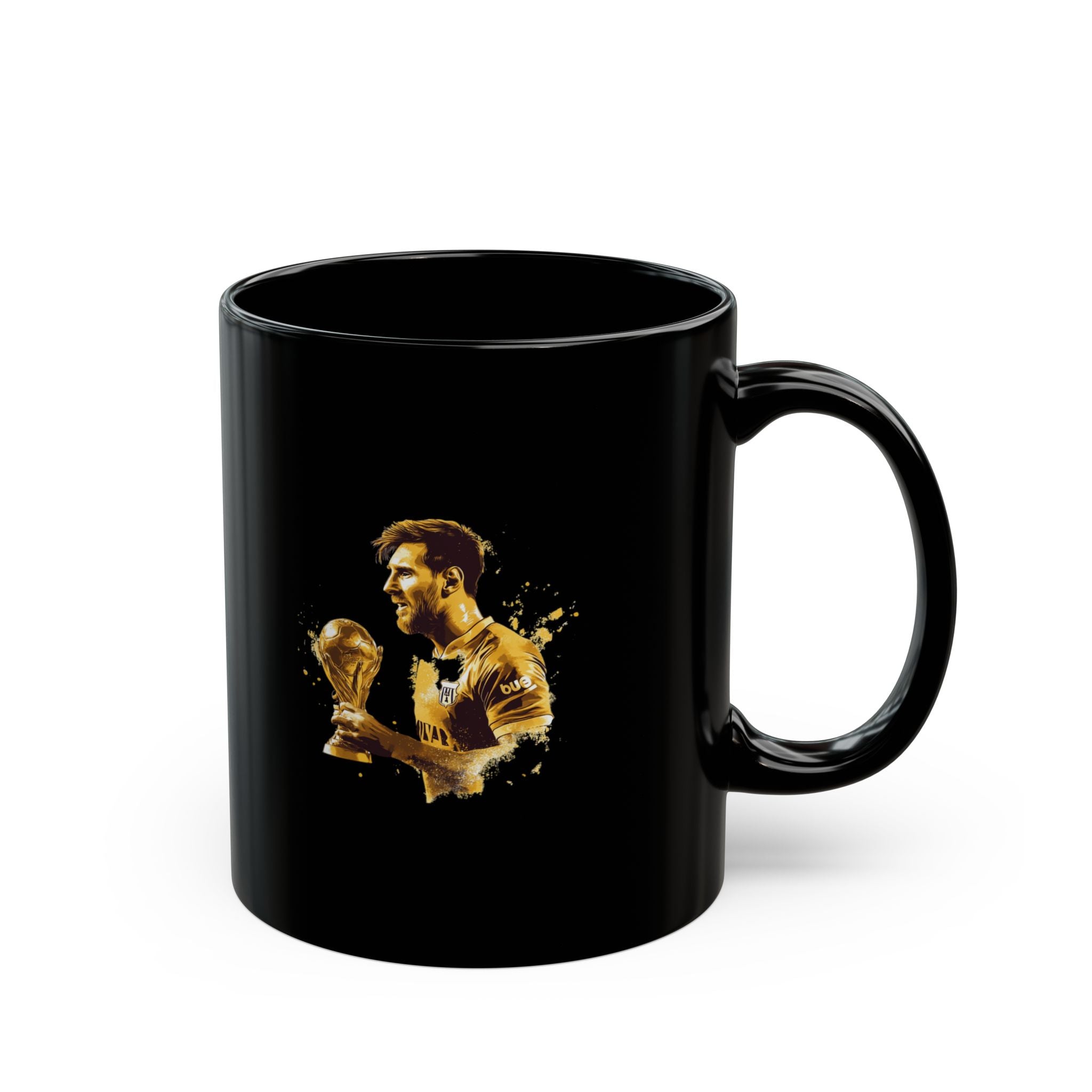 Soccer World Cup Champion Black Mug – Golden Player Silhouette