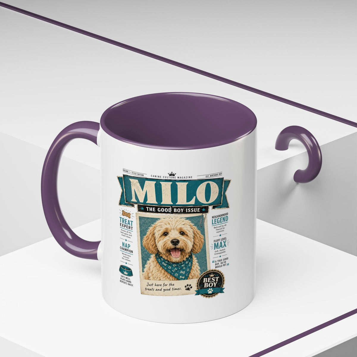 Milo Bailey Dog Dad Mom Personalized Dog Mug – “Milo” Good Boy Vintage Pet Coffee Mug