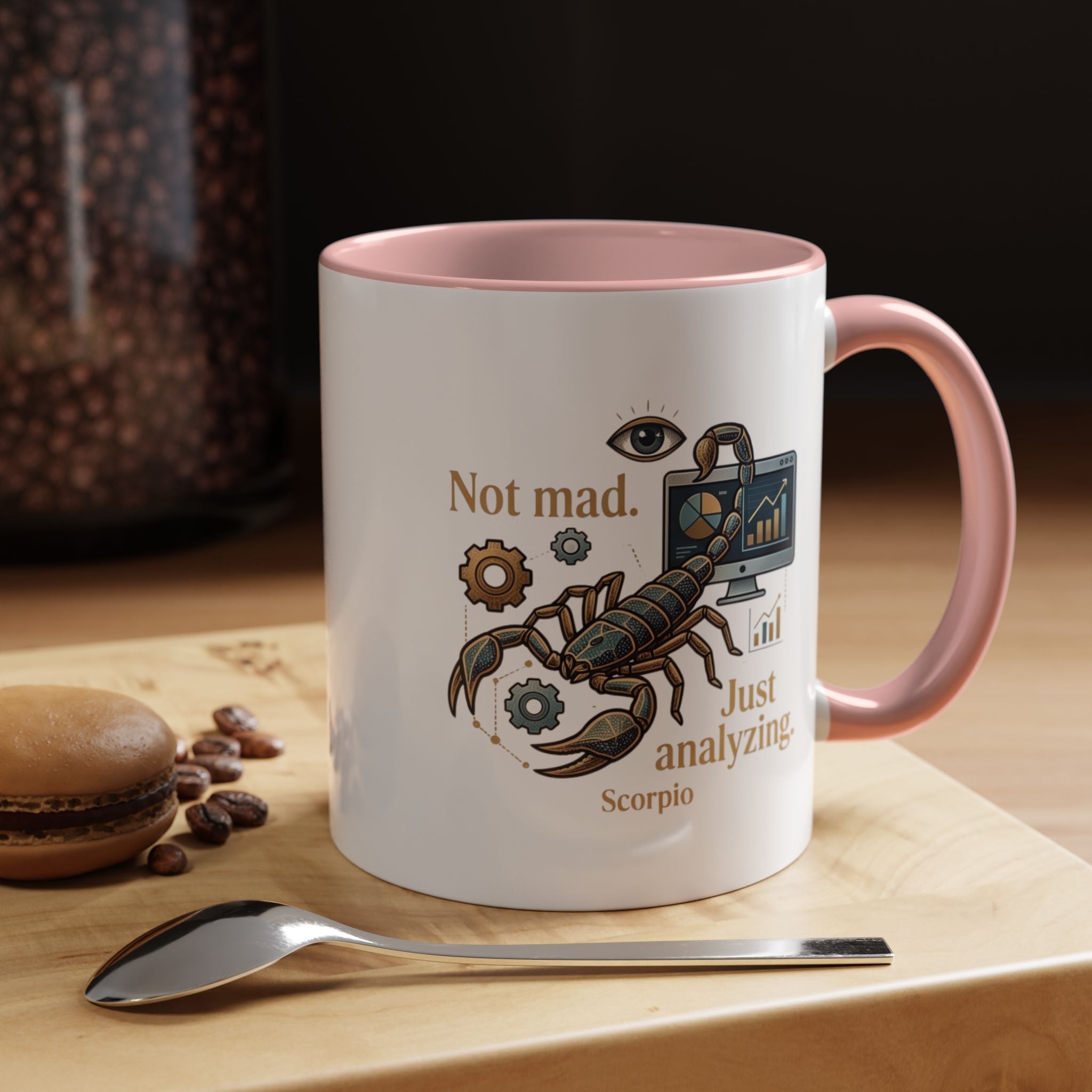 Scorpio Coffee Mug — "Not Mad. Just Analyzing." Accent 11/15oz
